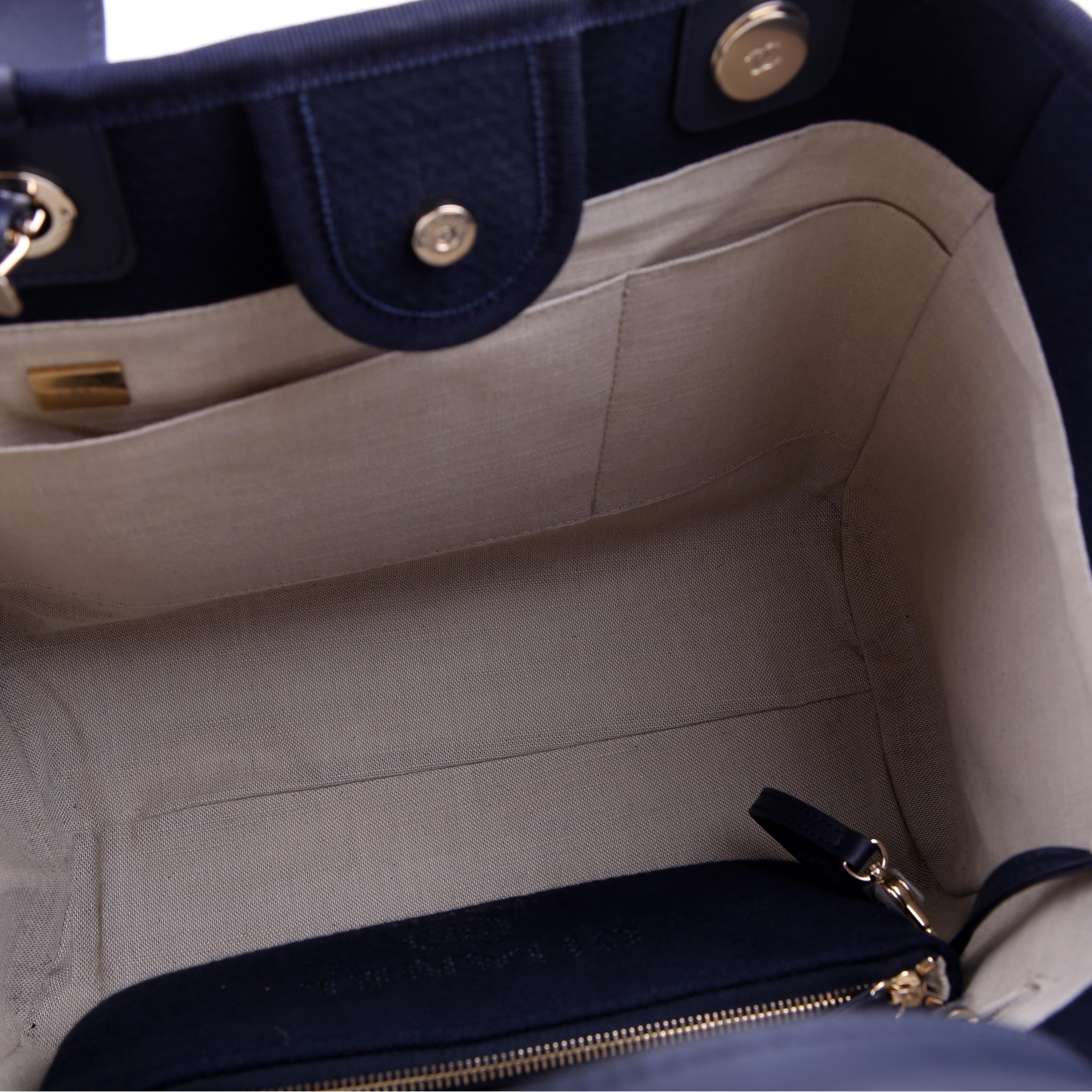 Chanel Deauville Small With Pouch Mixed Fibers Navy
