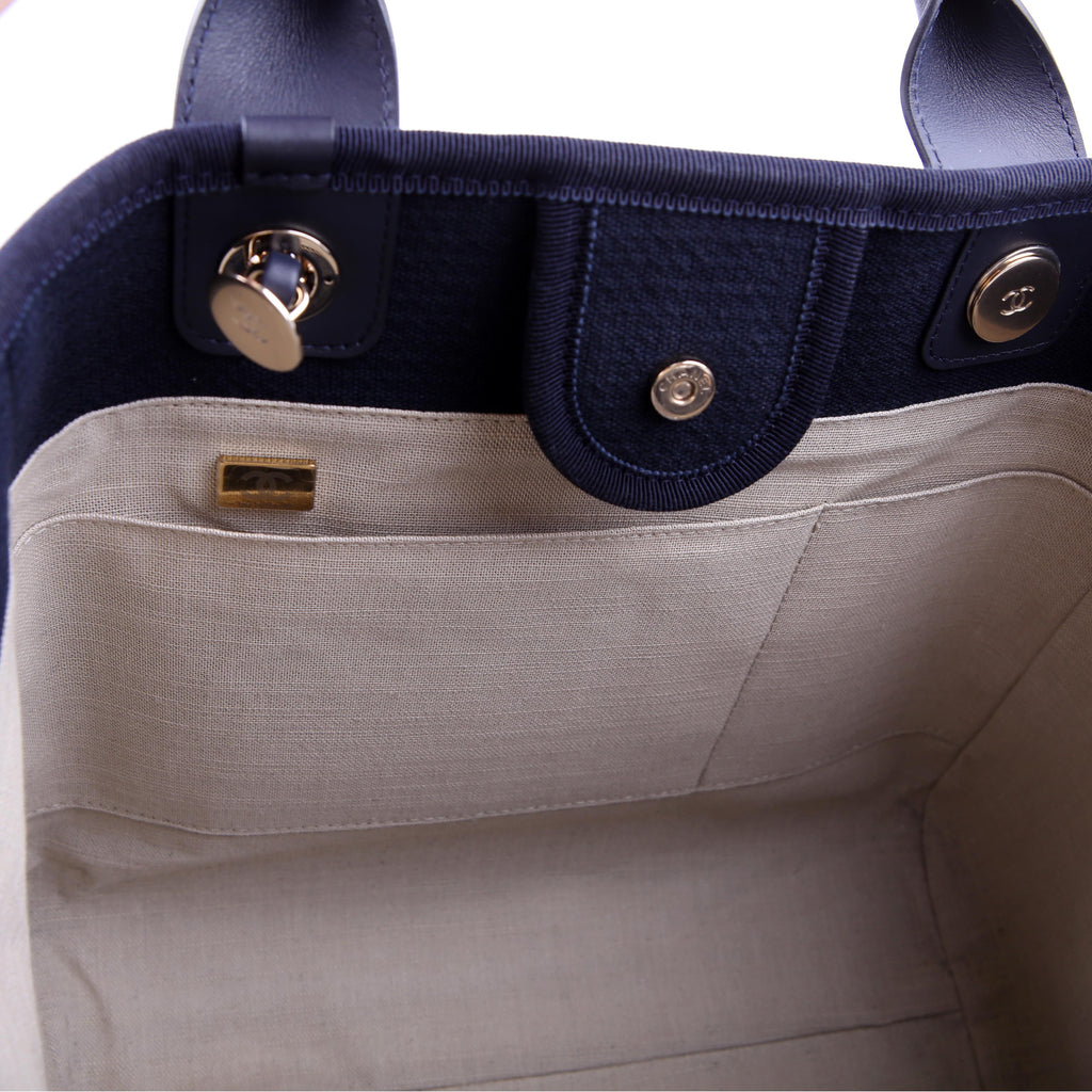 Chanel Deauville Small With Pouch Mixed Fibers Navy