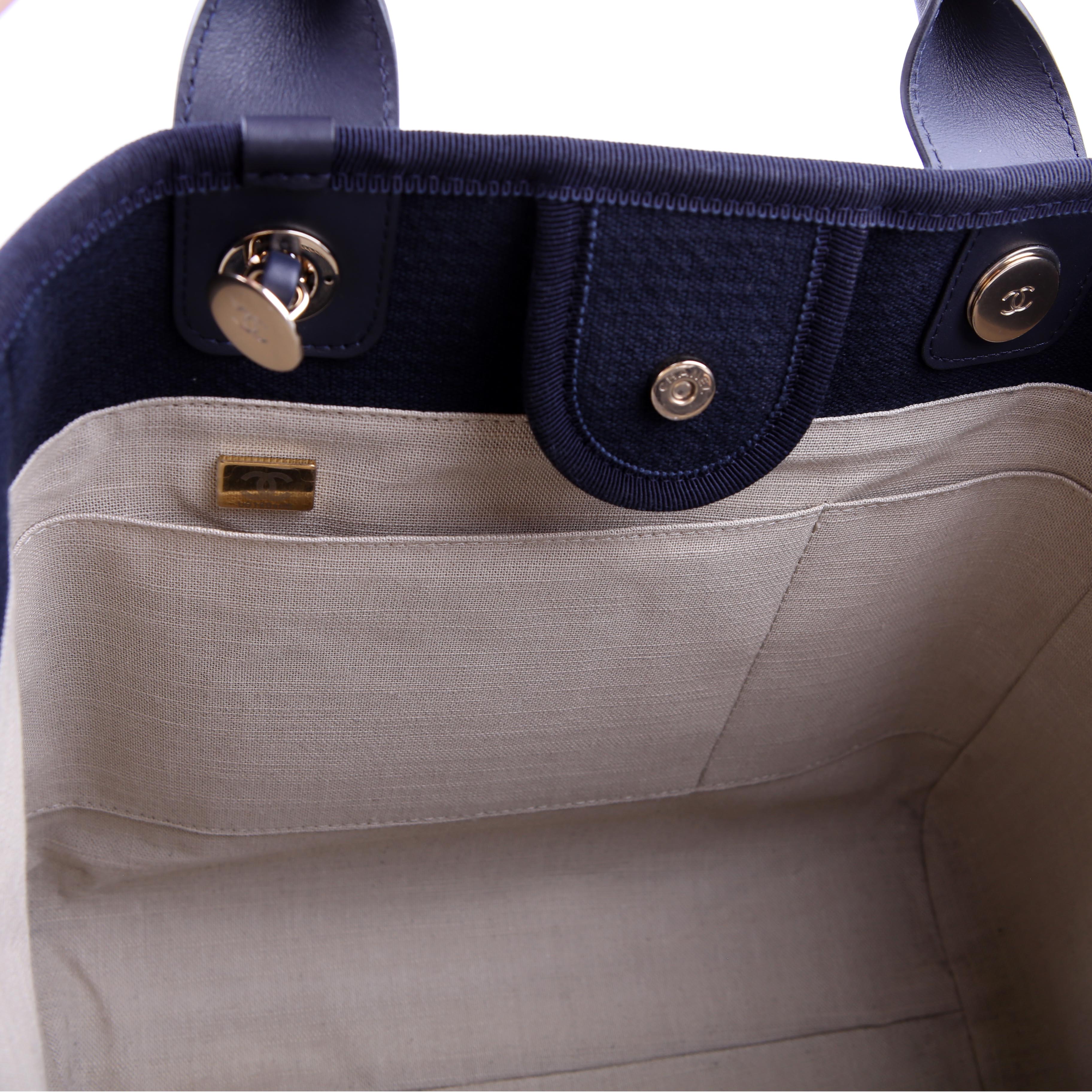 Chanel Deauville Small With Pouch Mixed Fibers Navy
