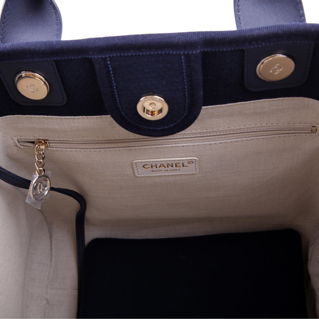 Chanel Deauville Small With Pouch Mixed Fibers Navy