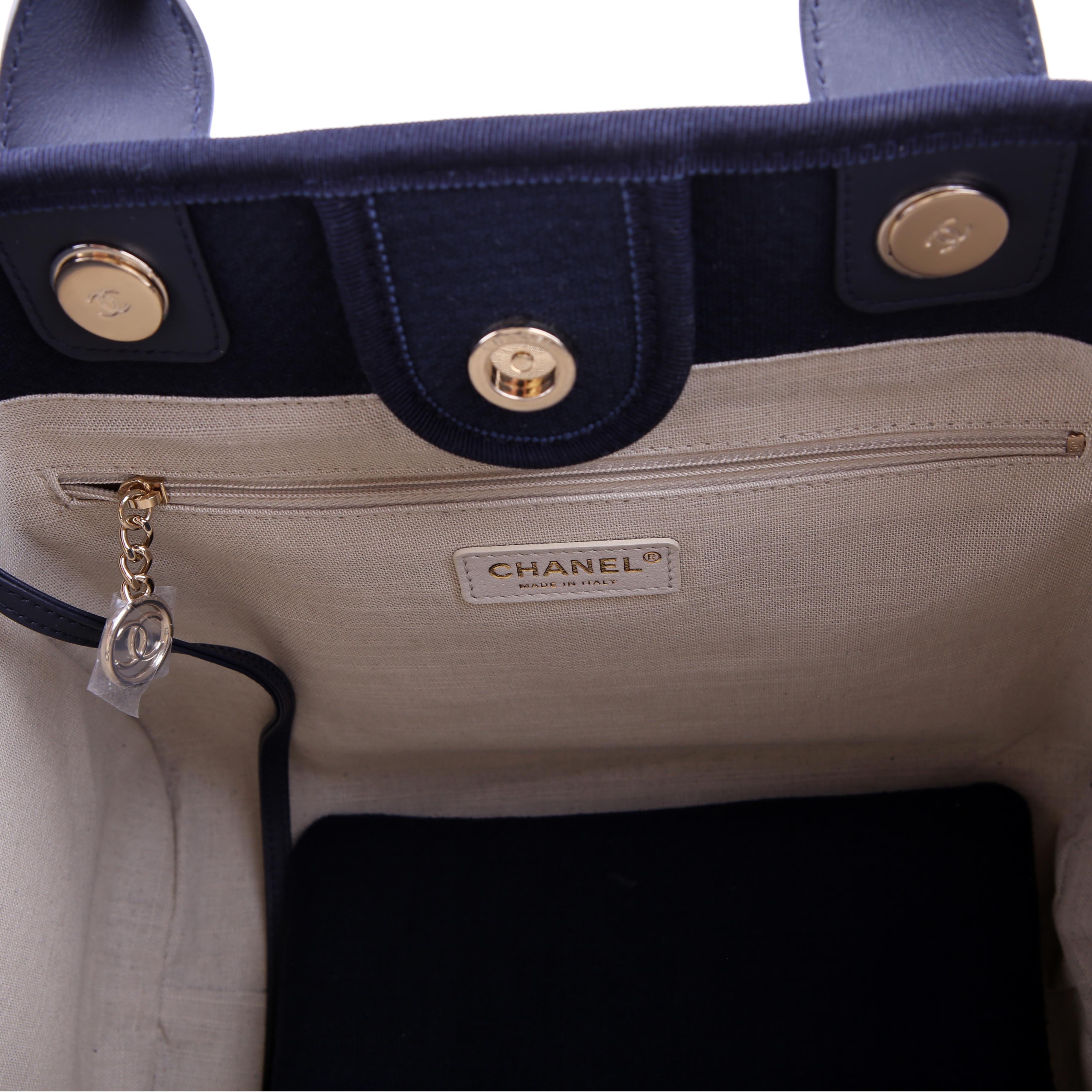 Chanel Deauville Small With Pouch Mixed Fibers Navy
