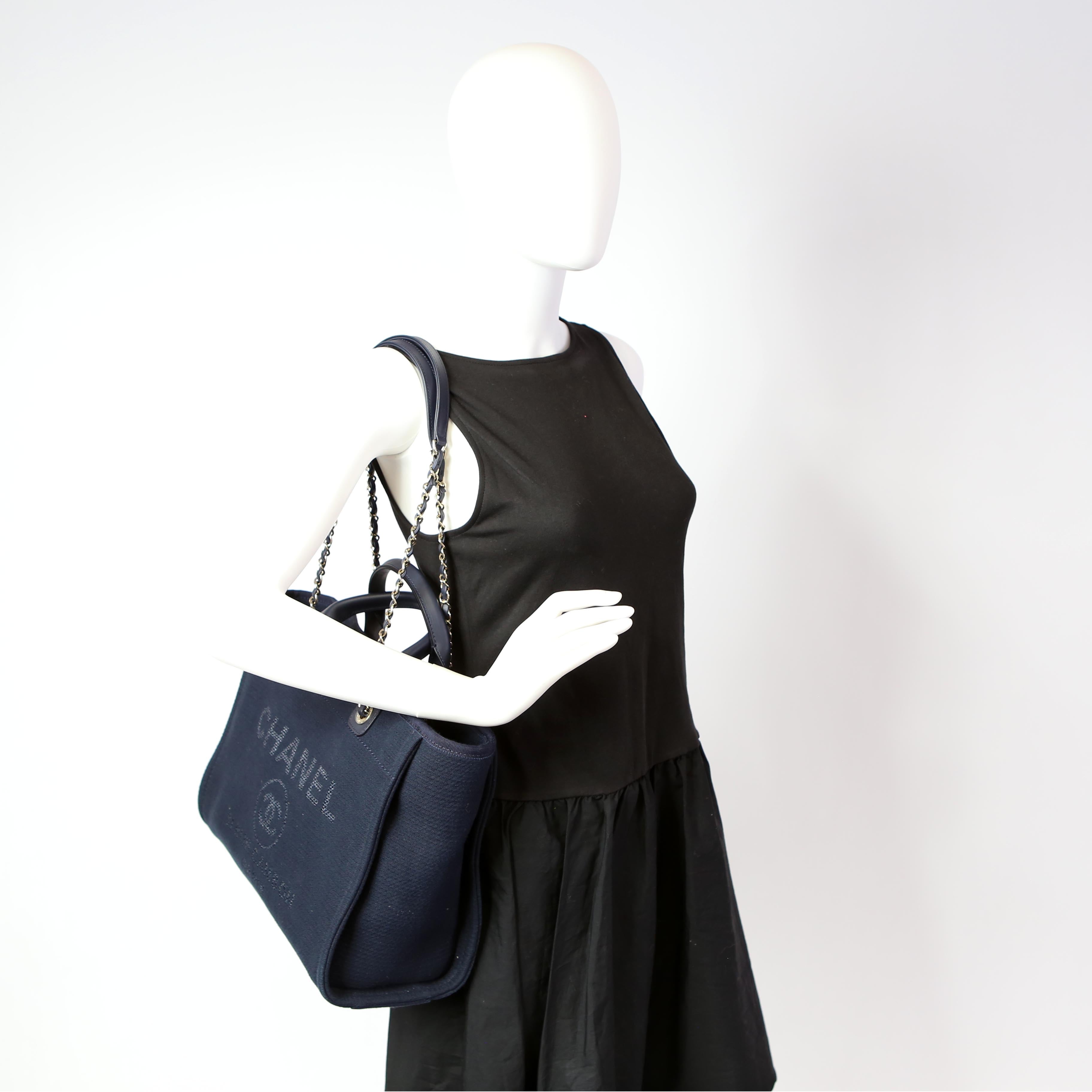 Chanel Deauville Small With Pouch Mixed Fibers Navy