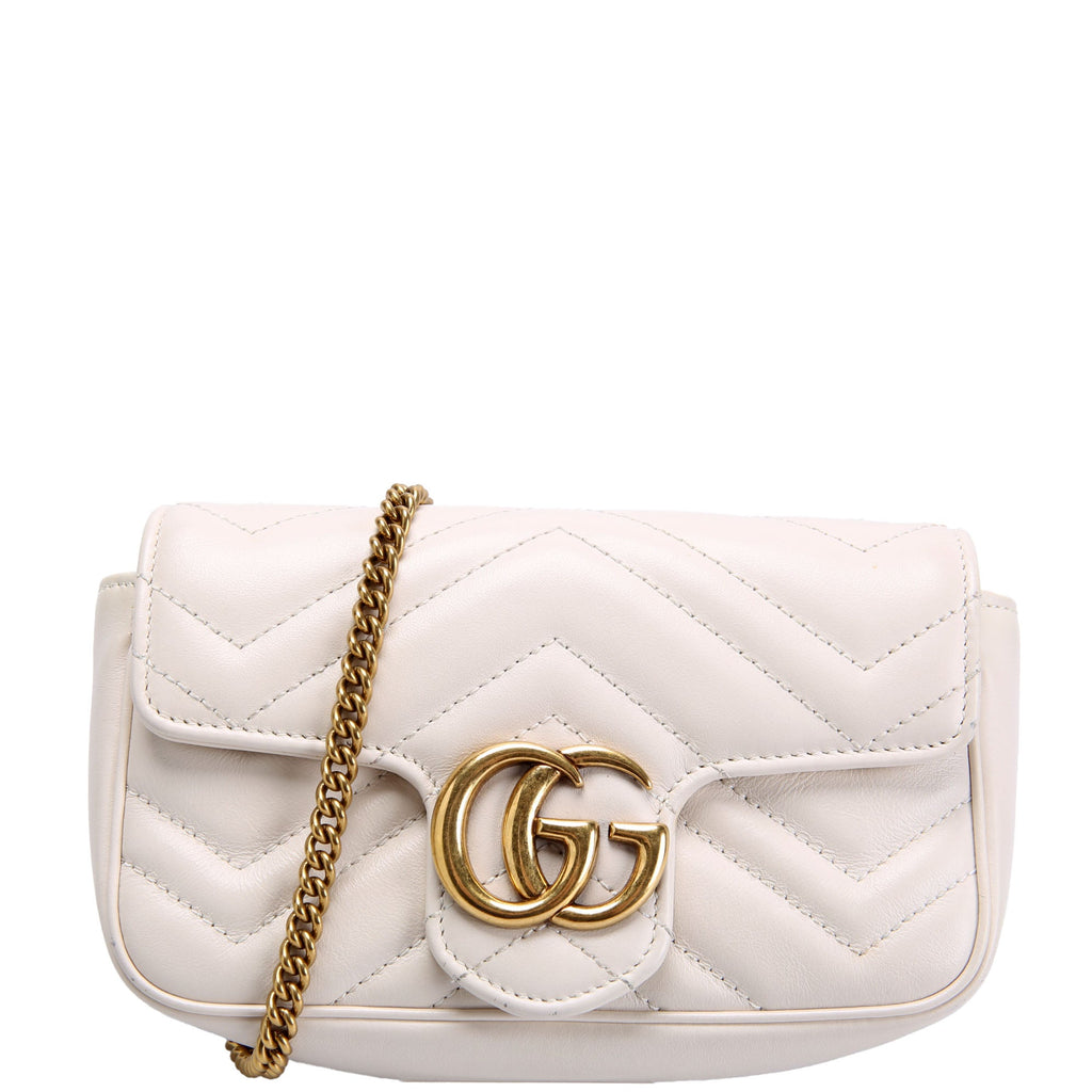 Gucci 476433 Marmont Leather Super Mini Flap Ivory