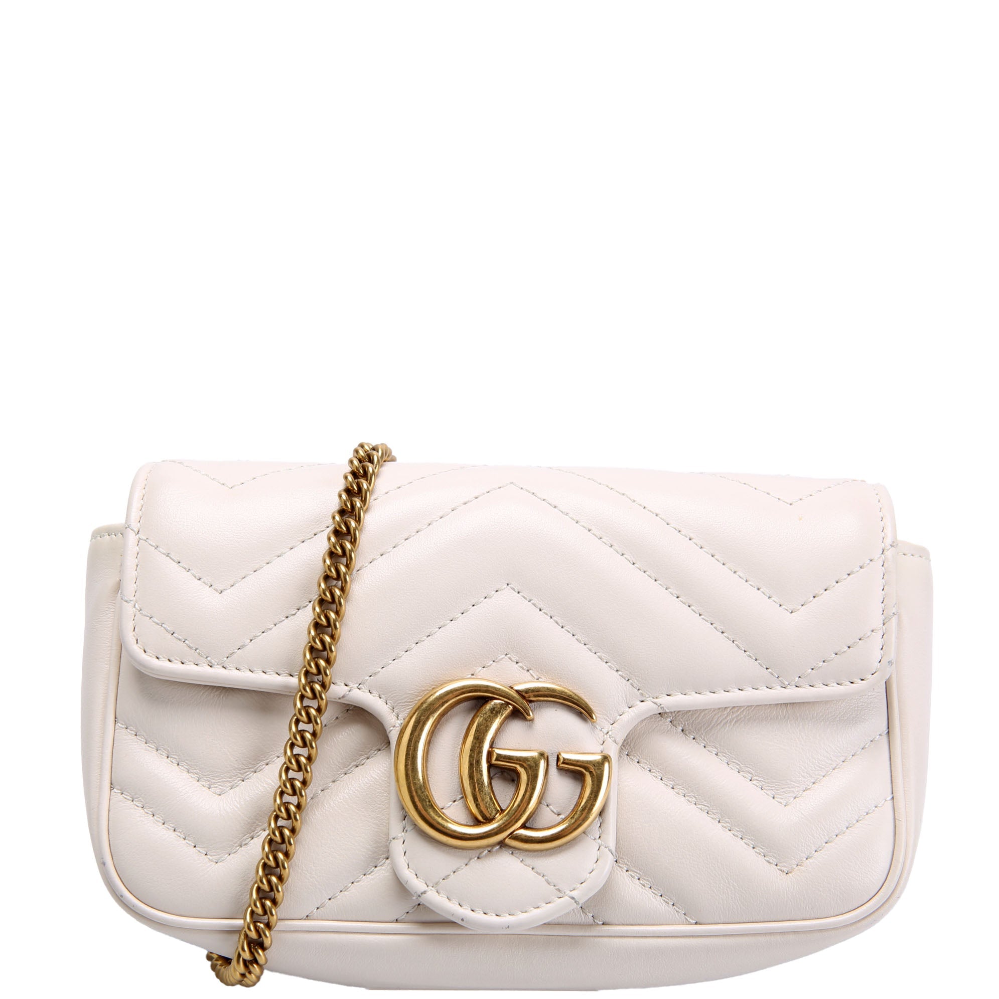 Gucci 476433 Marmont Leather Super Mini Flap Ivory