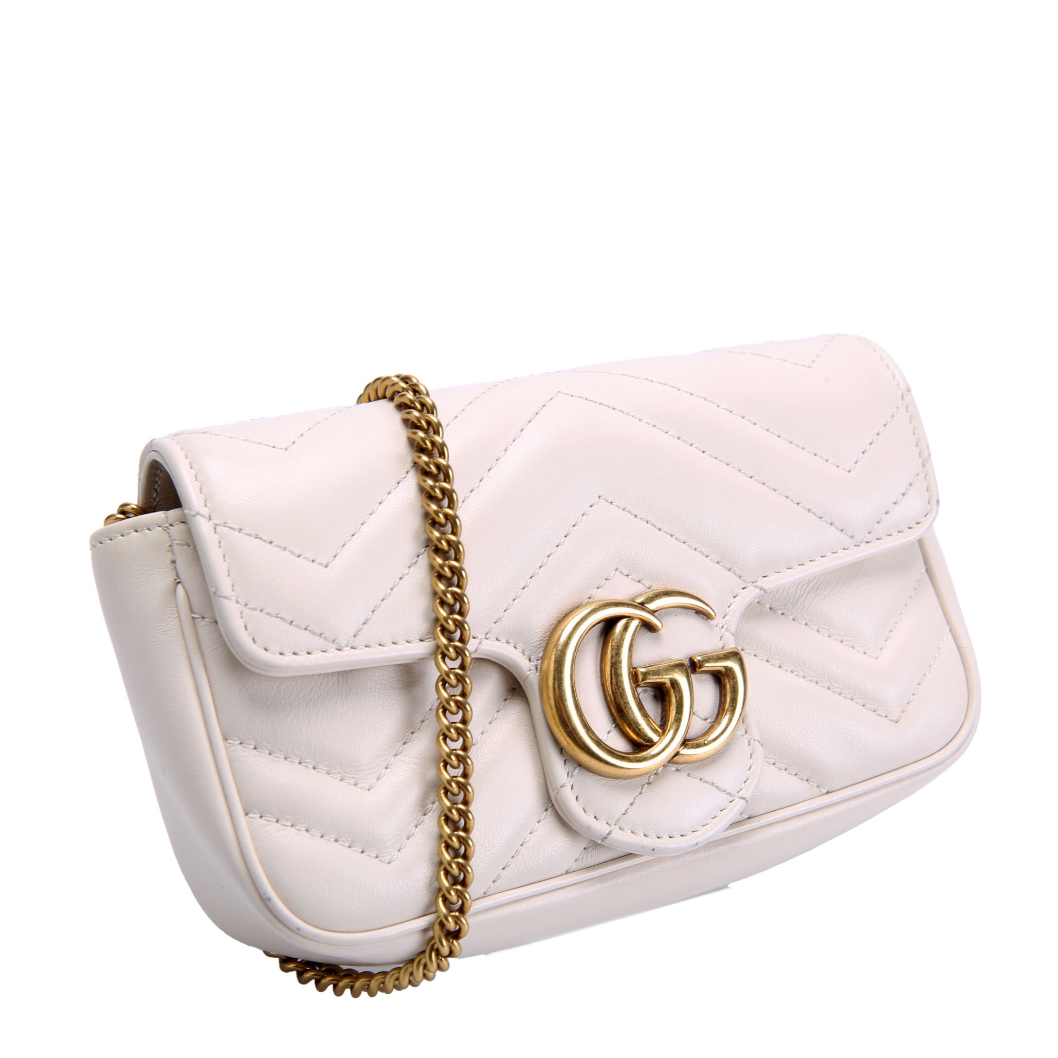 Gucci 476433 Marmont Leather Super Mini Flap Ivory