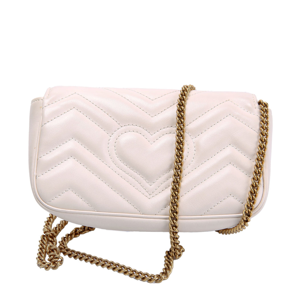 Gucci 476433 Marmont Leather Super Mini Flap Ivory