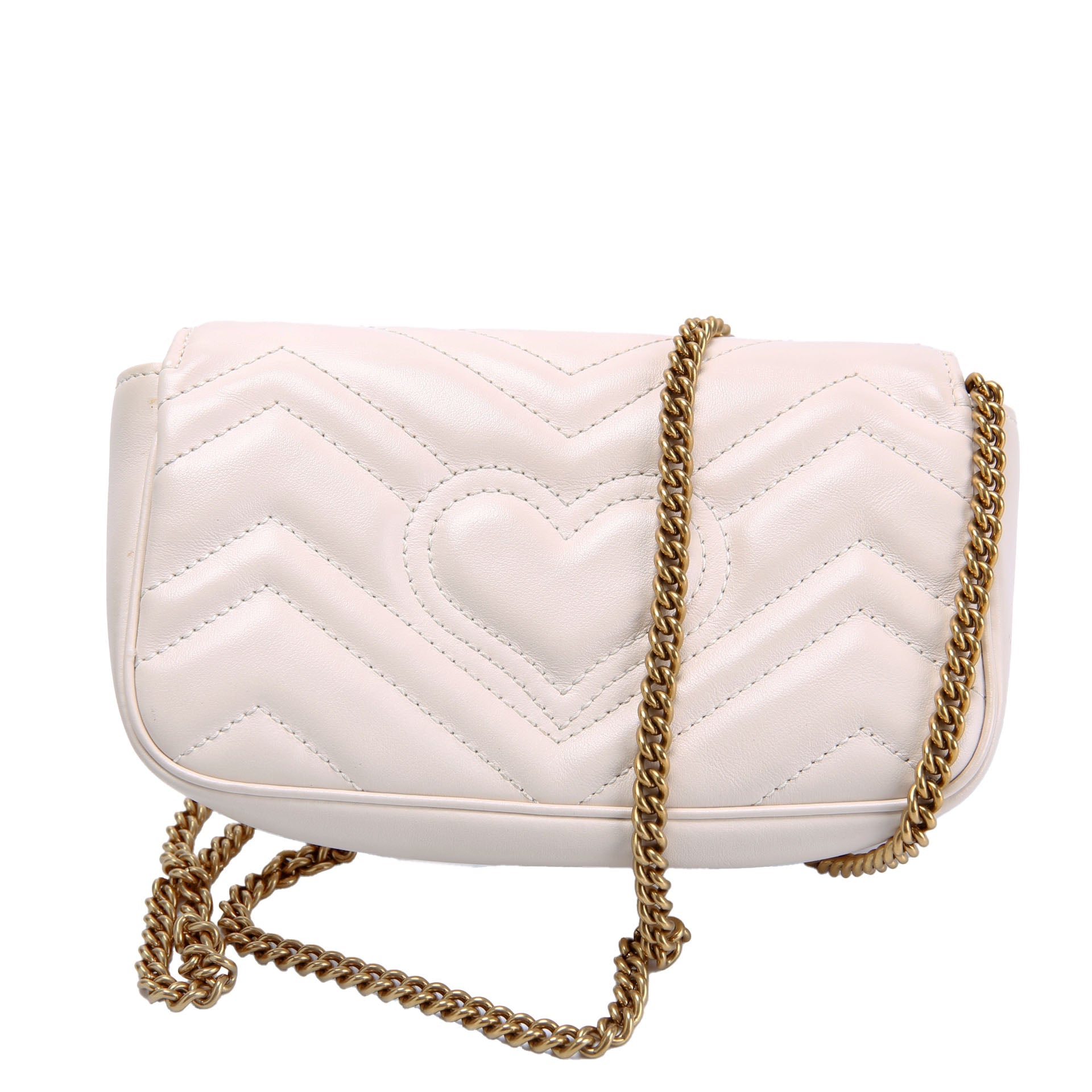 Gucci 476433 Marmont Leather Super Mini Flap Ivory
