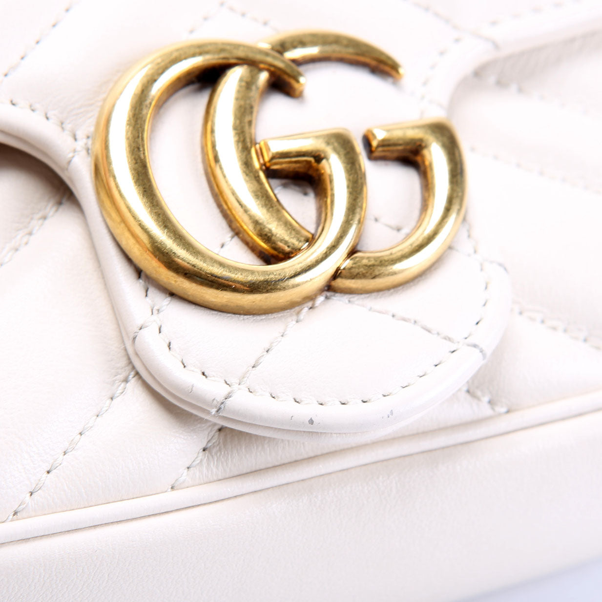 Gucci 476433 Marmont Leather Super Mini Flap Ivory