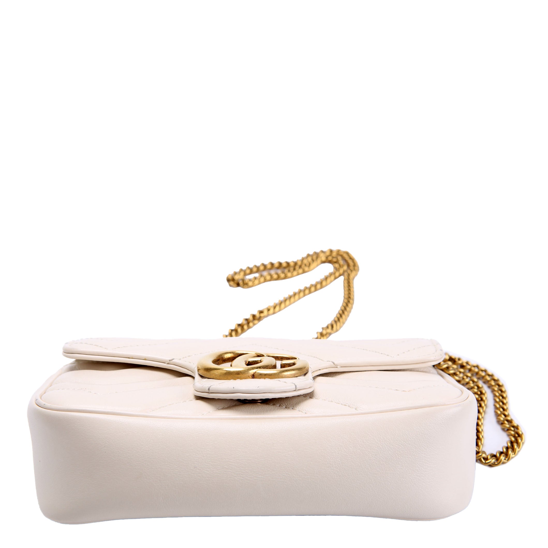 Gucci 476433 Marmont Leather Super Mini Flap Ivory