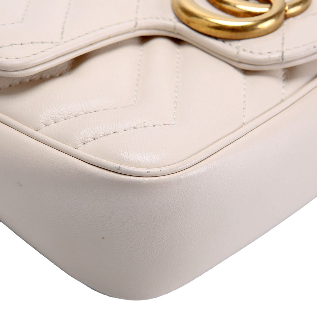 Gucci 476433 Marmont Leather Super Mini Flap Ivory