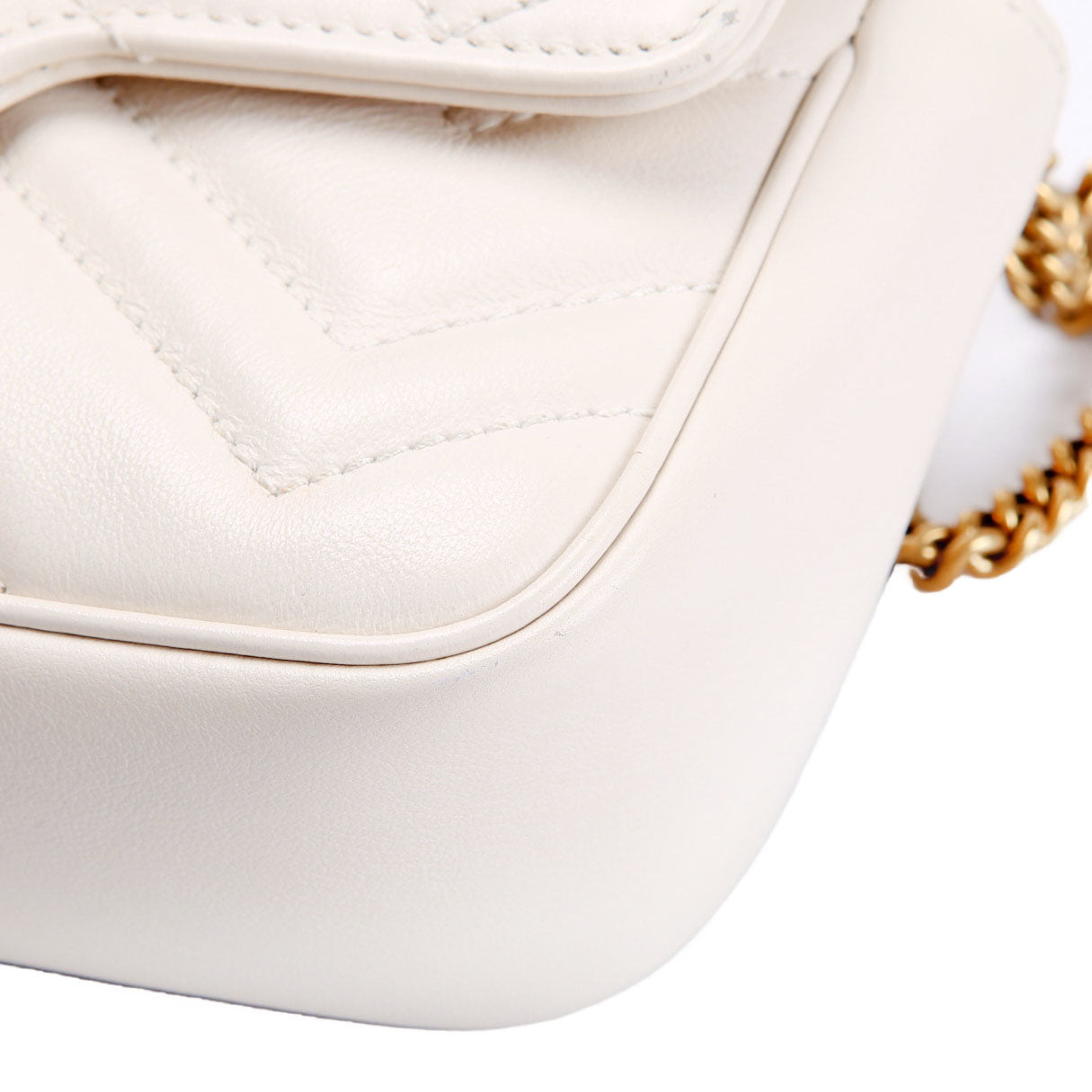 Gucci 476433 Marmont Leather Super Mini Flap Ivory