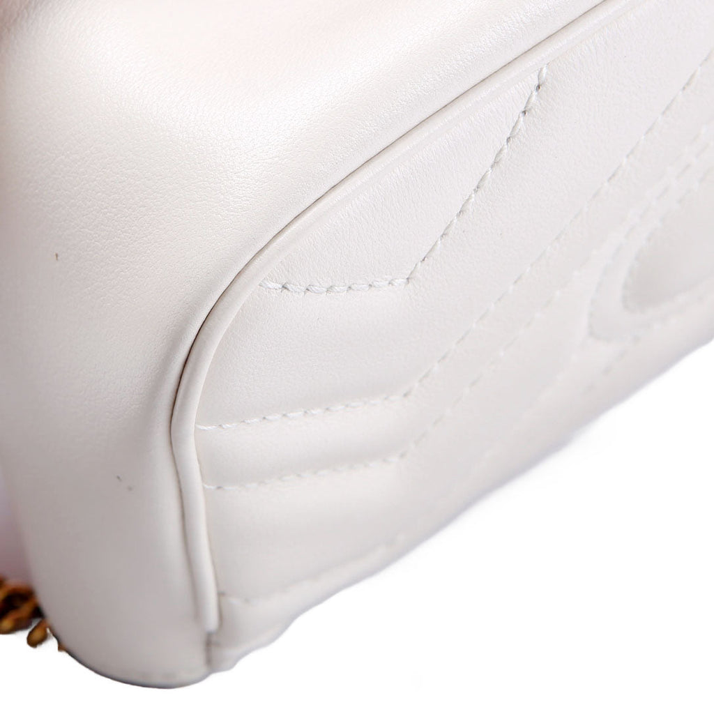 Gucci 476433 Marmont Leather Super Mini Flap Ivory