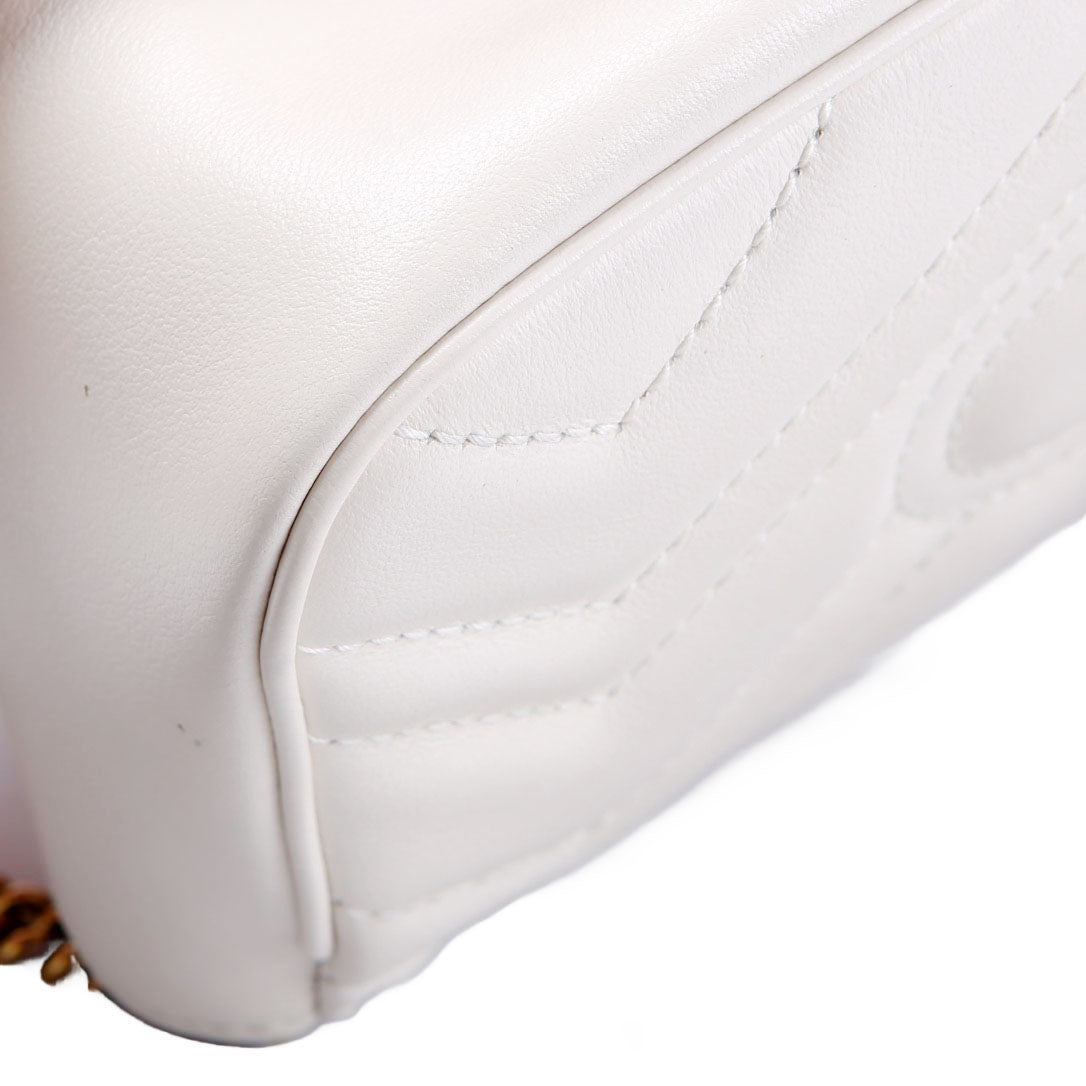 Gucci 476433 Marmont Leather Super Mini Flap Ivory
