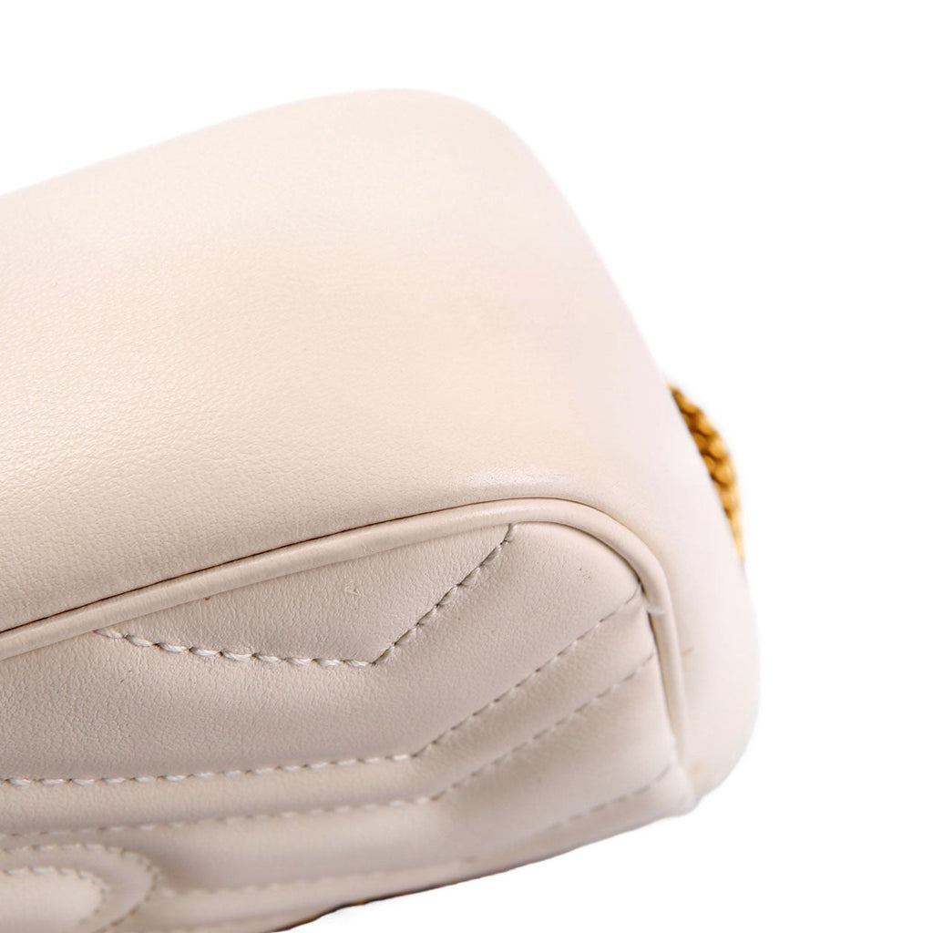 Gucci 476433 Marmont Leather Super Mini Flap Ivory