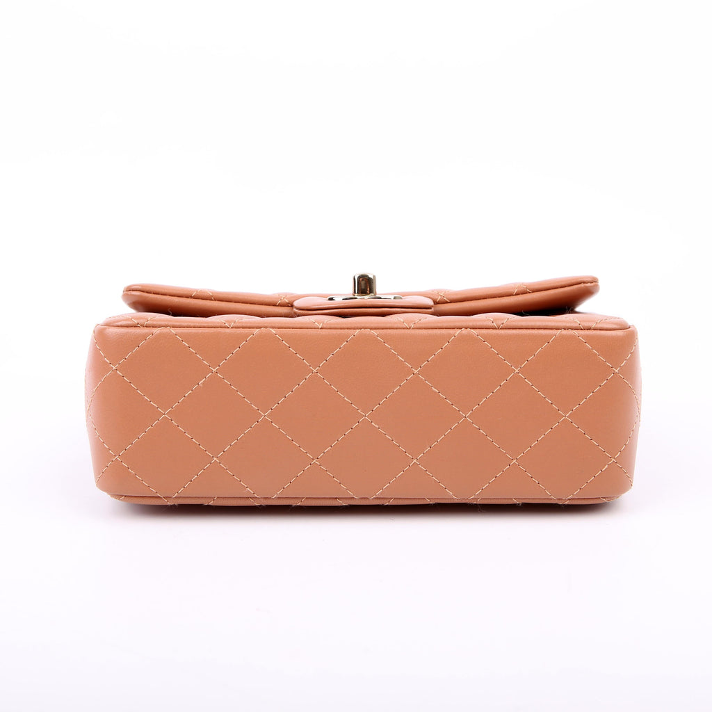 Chanel Classic Flap Mini Rectangle Lambskin RFID Tan