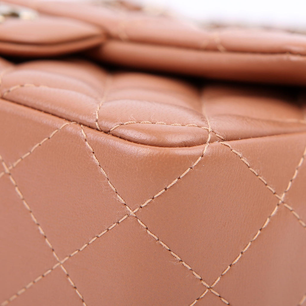 Chanel Classic Flap Mini Rectangle Lambskin RFID Tan