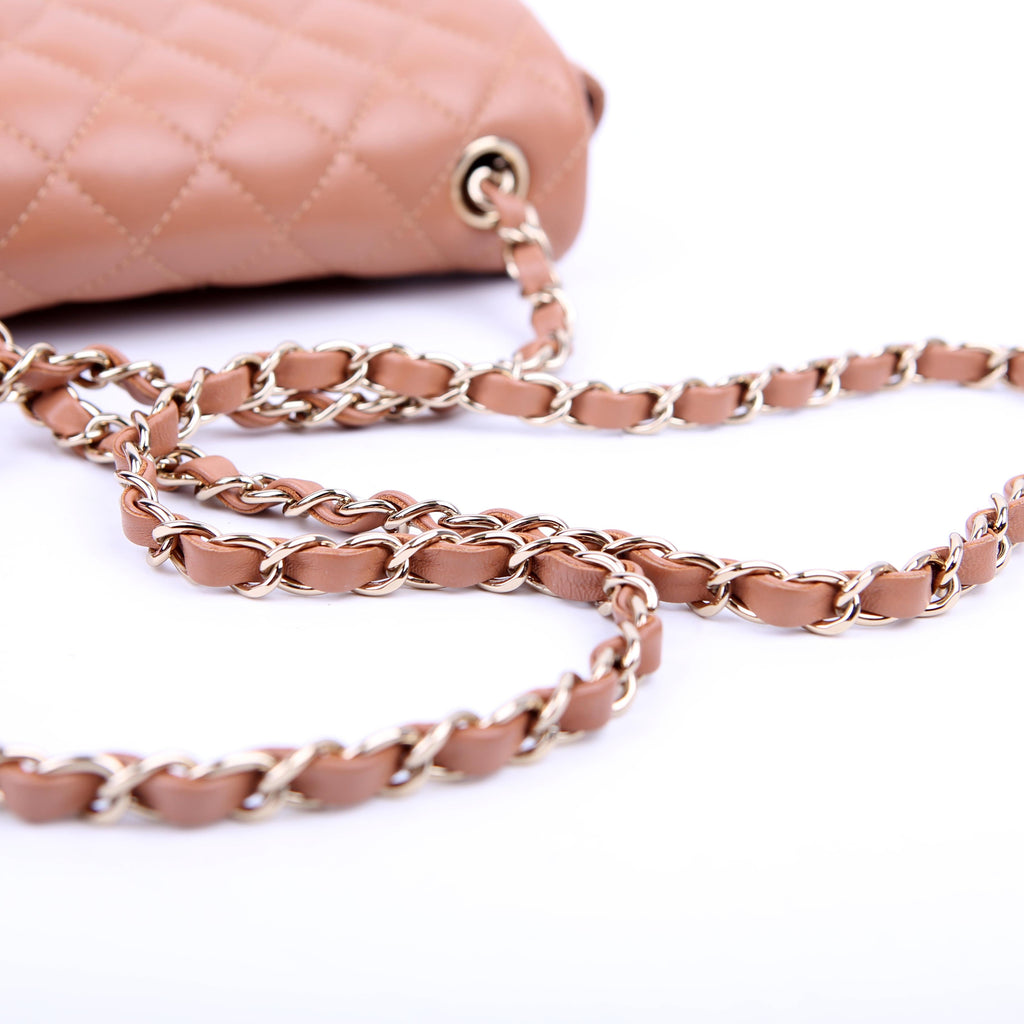 Chanel Classic Flap Mini Rectangle Lambskin RFID Tan