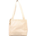 Chanel Logo Vintage Tote Medium Cream