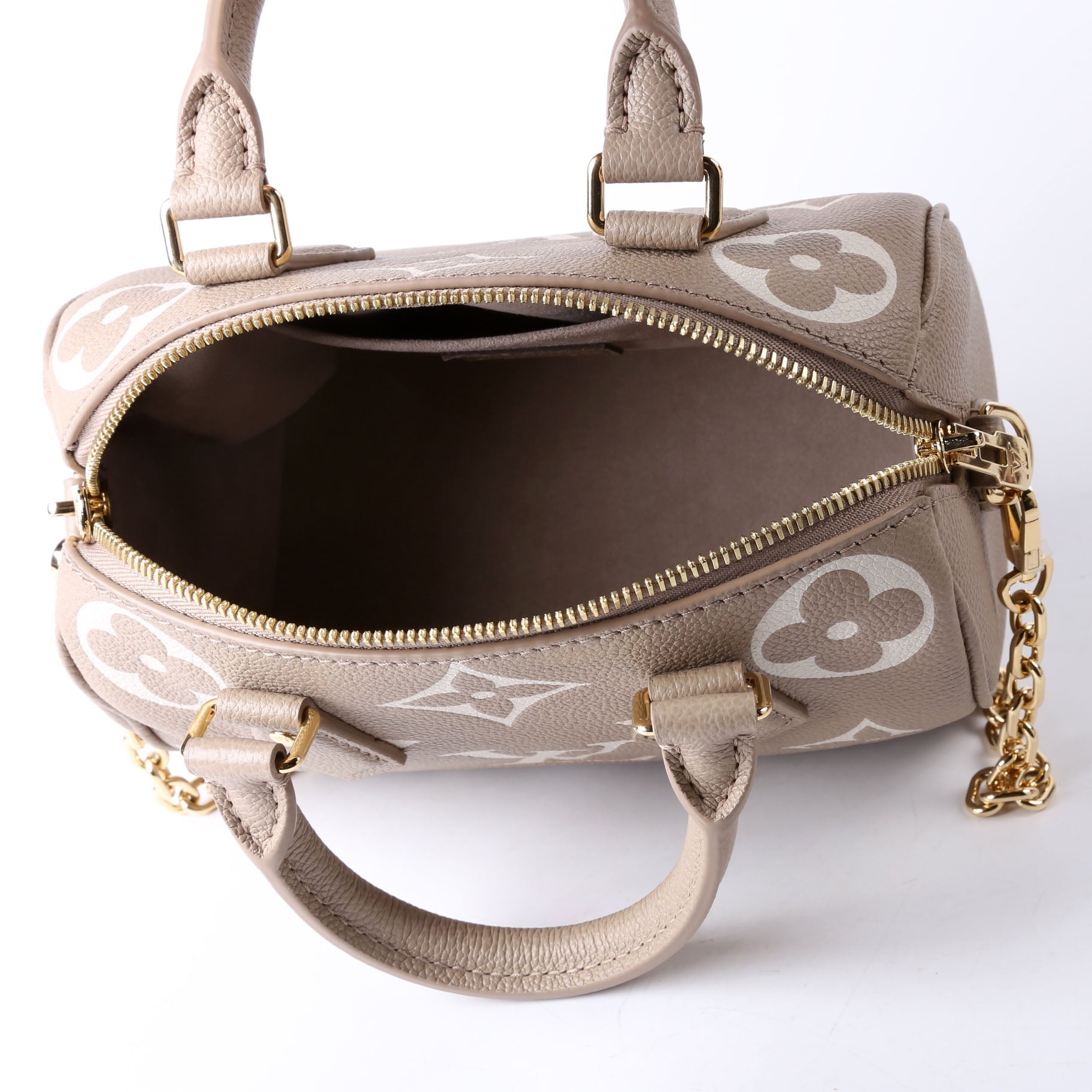 Louis Vuitton Speedy 20 Bandouliere Bicolor Empreinte Turtledove