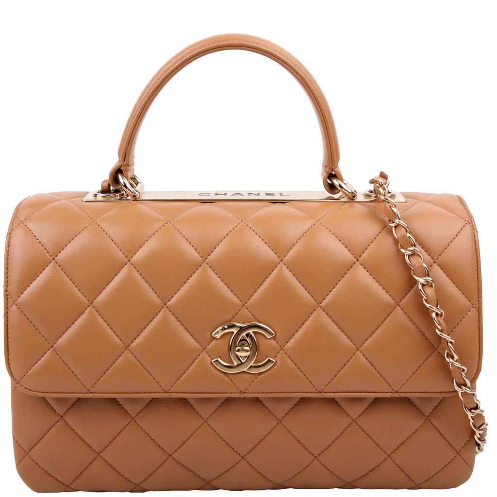 Chanel Trendy Top Handle Medium Lambskin 28M Tan