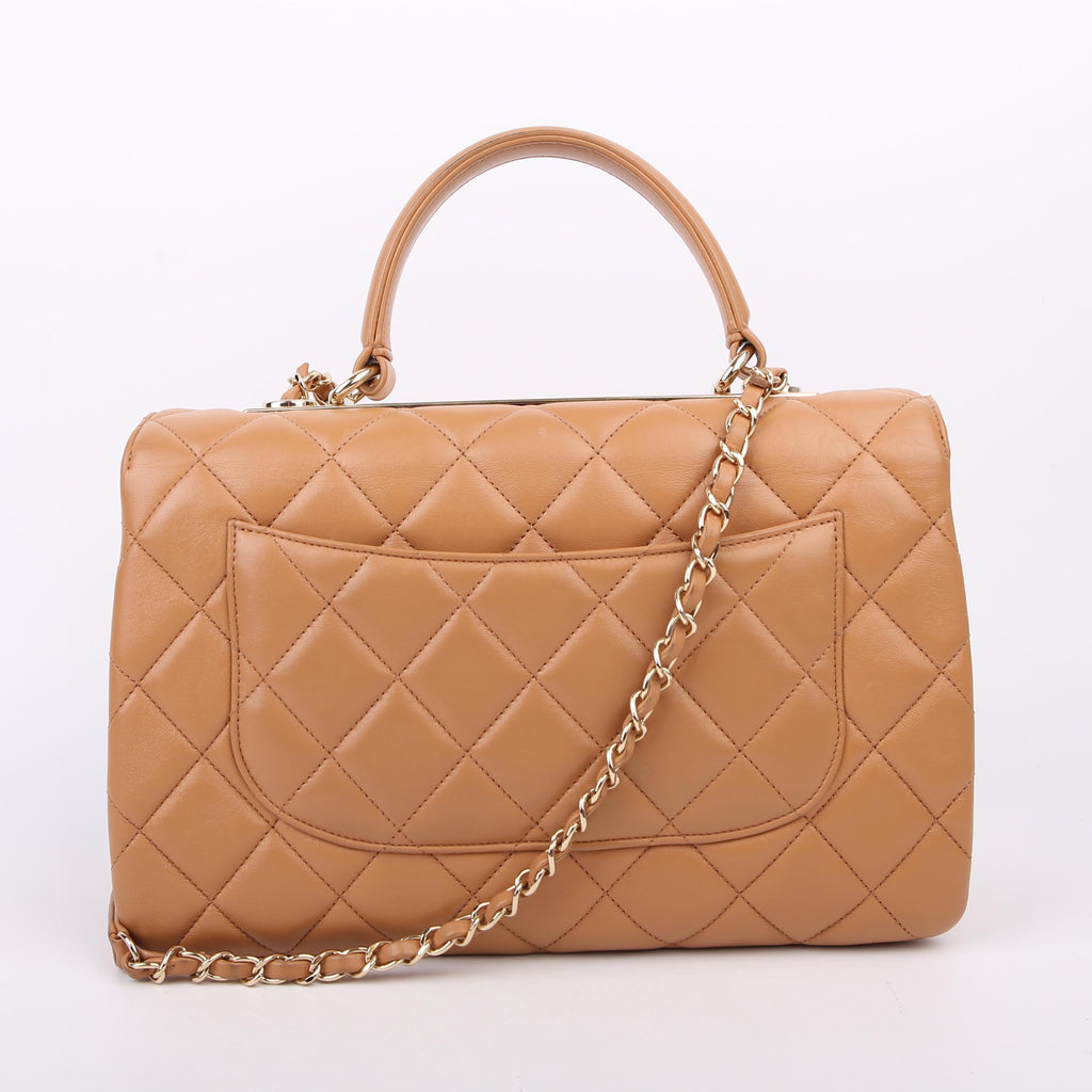 Chanel Trendy Top Handle Medium Lambskin 28M Tan