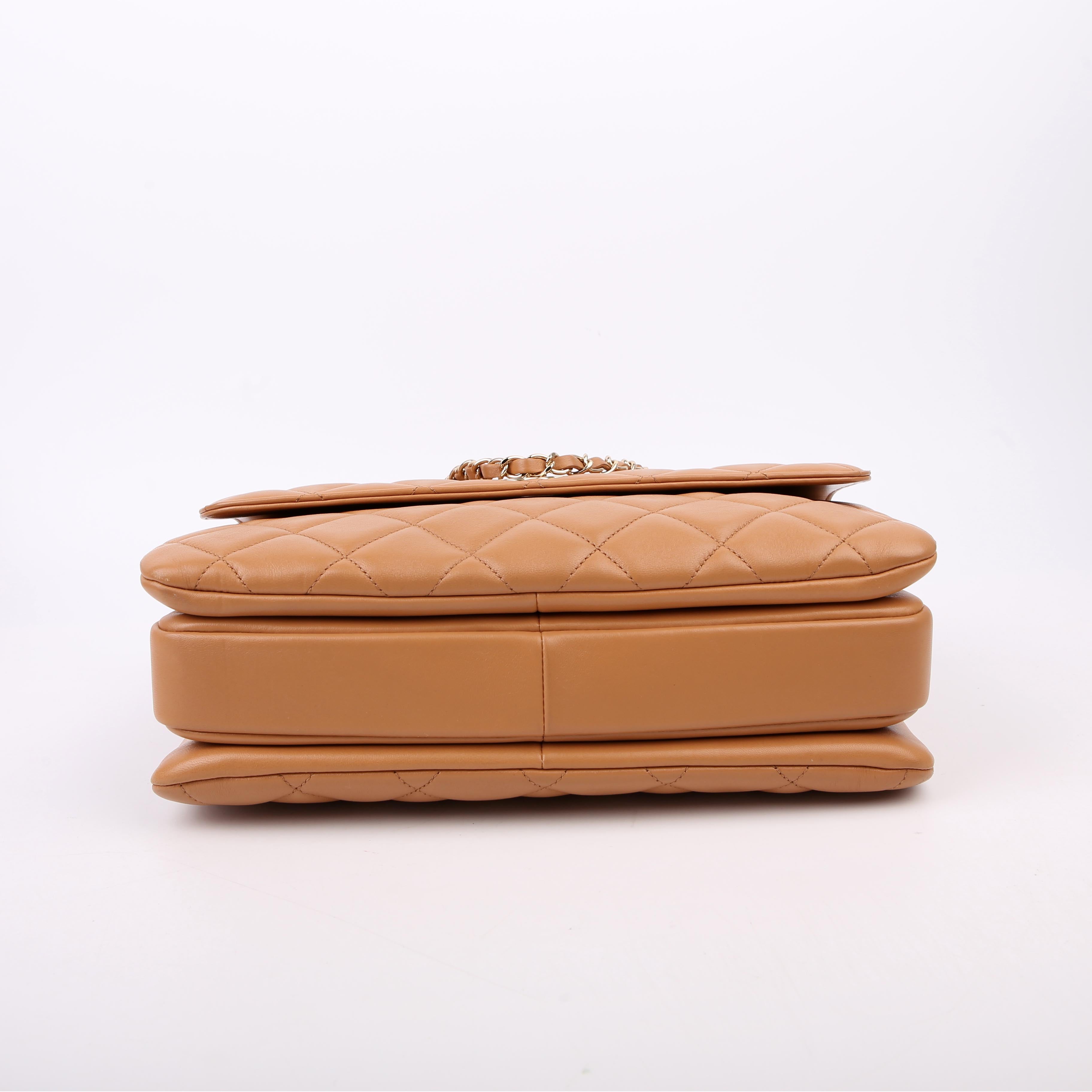Chanel Trendy Top Handle Medium Lambskin 28M Tan
