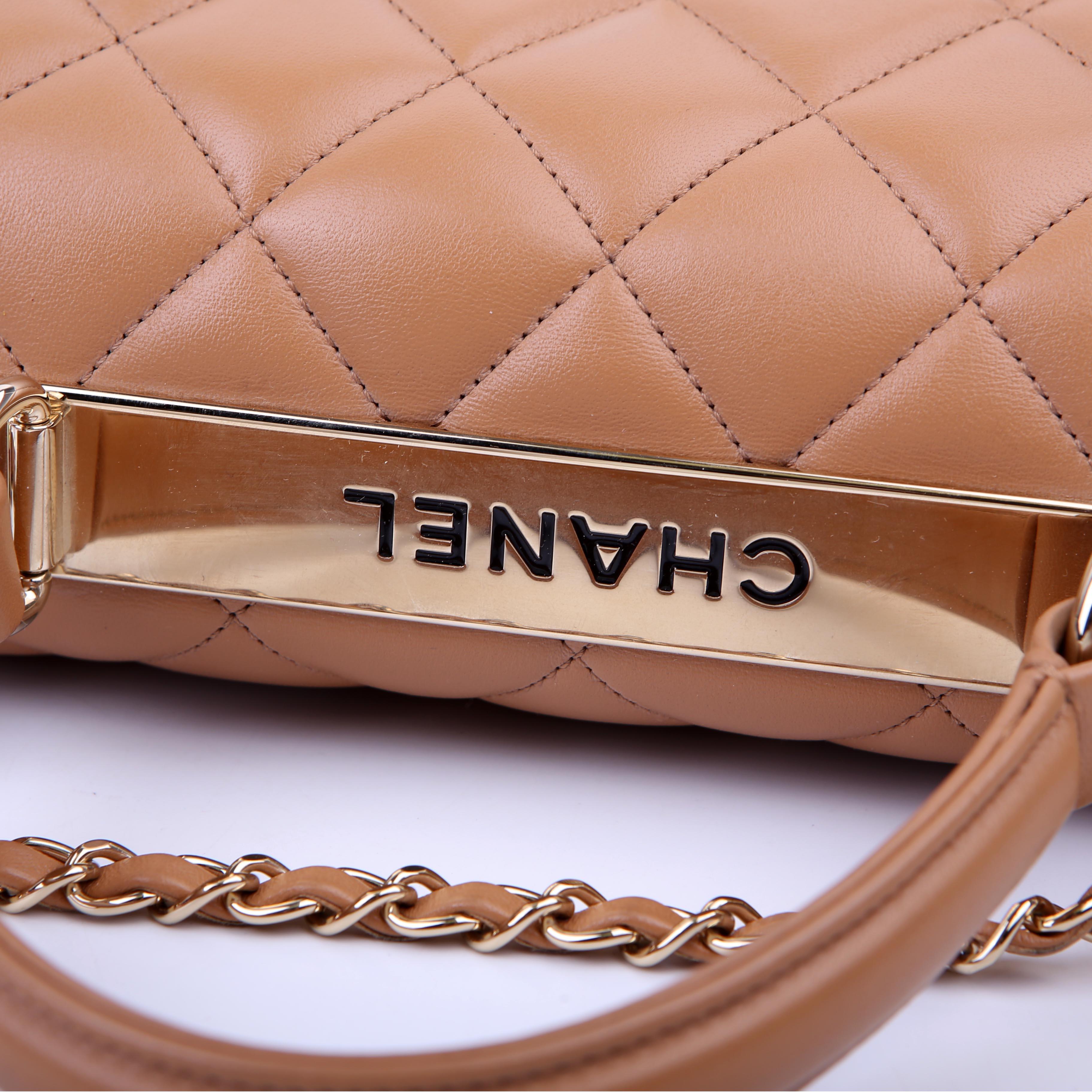 Chanel Trendy Top Handle Medium Lambskin 28M Tan