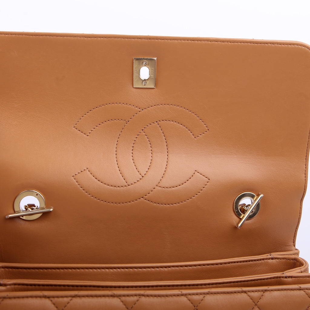 Chanel Trendy Top Handle Medium Lambskin 28M Tan
