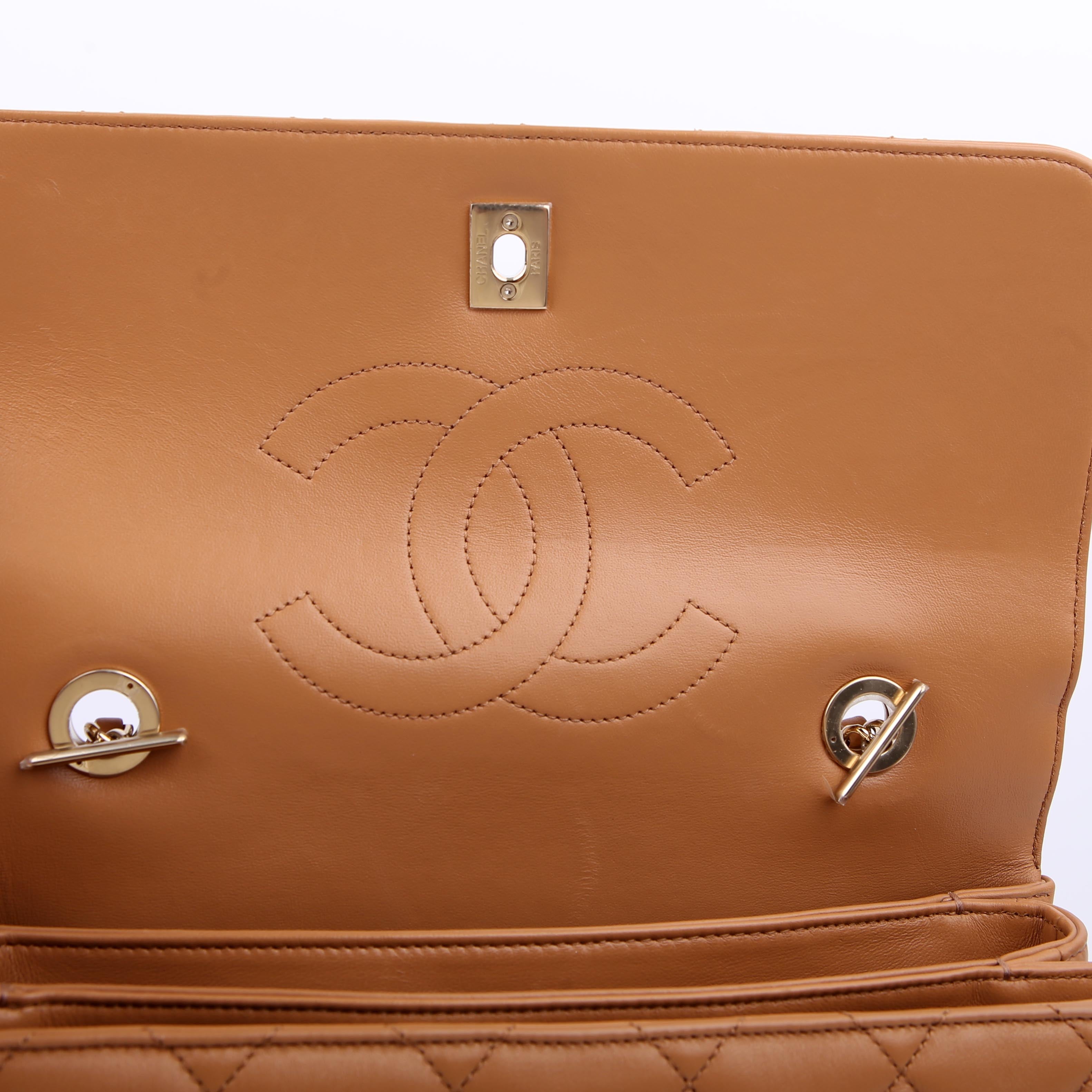 Chanel Trendy Top Handle Medium Lambskin 28M Tan