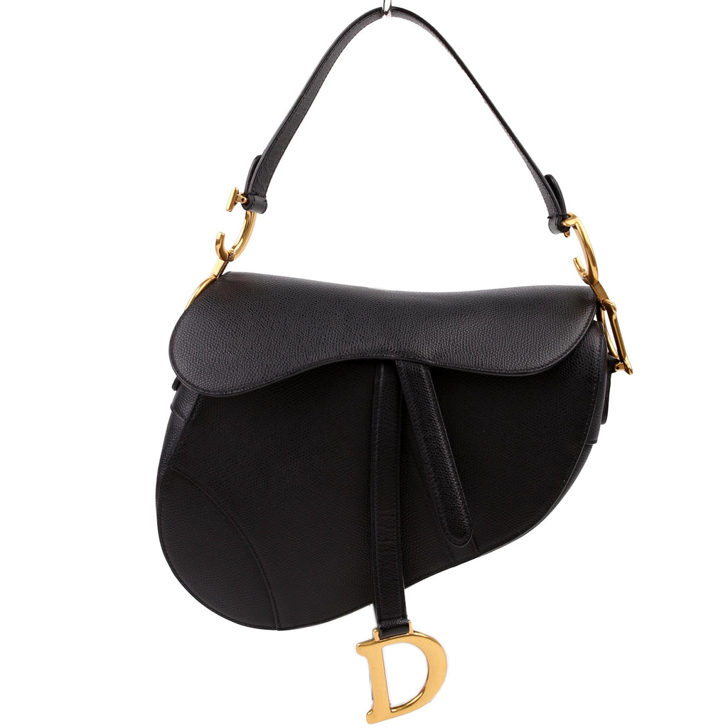 Christian Dior Saddle Bag Leather Black