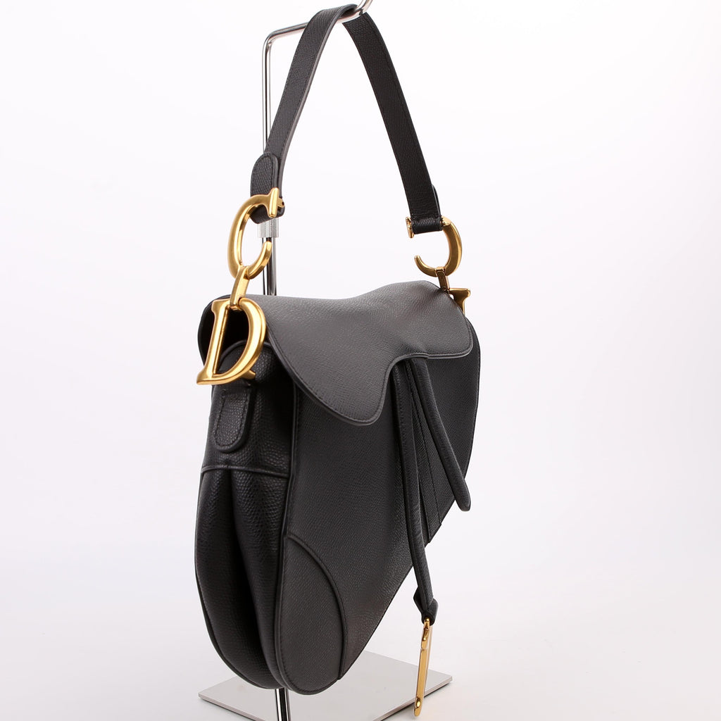 Christian Dior Saddle Bag Leather Black