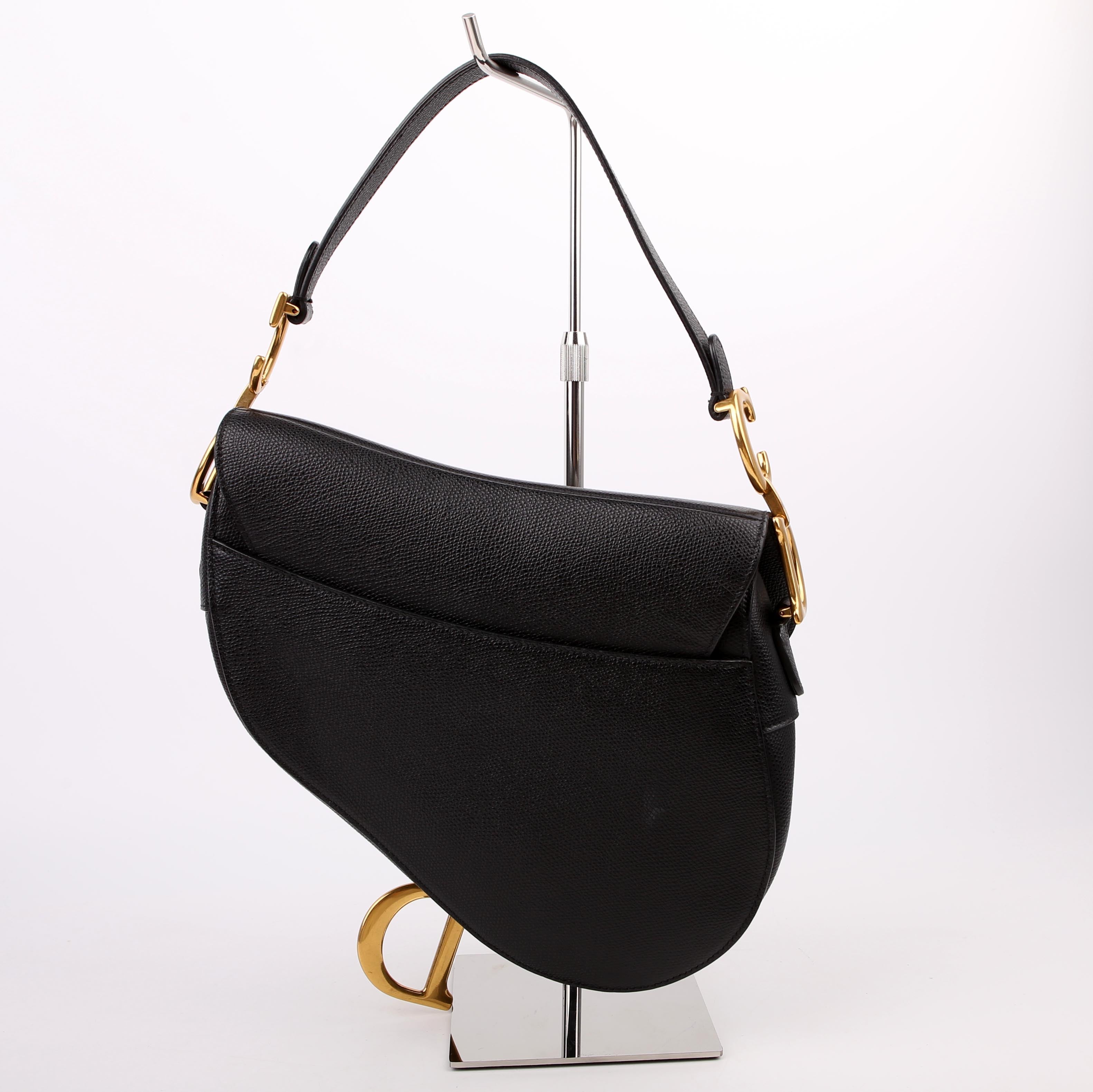 Christian Dior Saddle Bag Leather Black