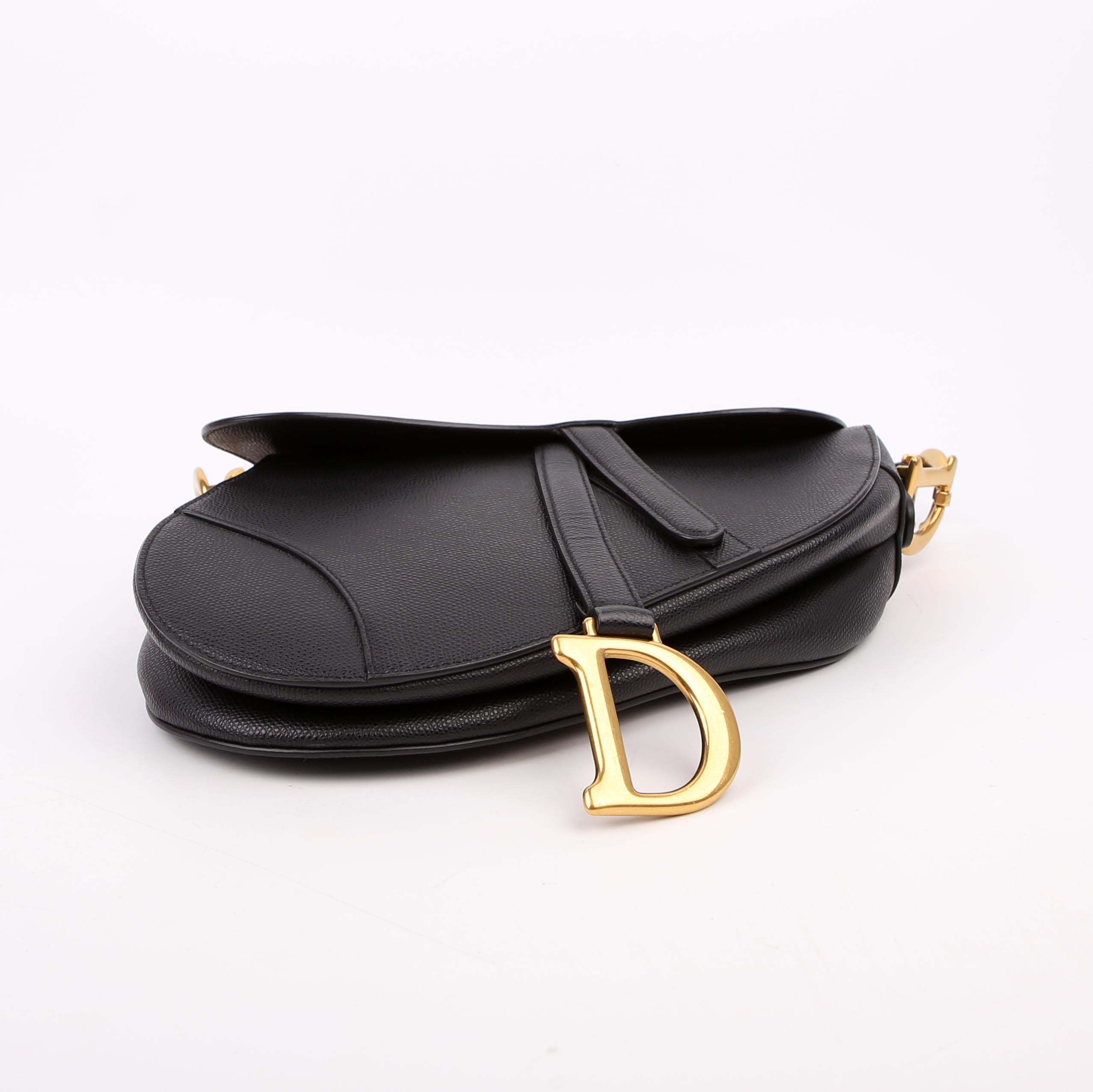 Christian Dior Saddle Bag Leather Black