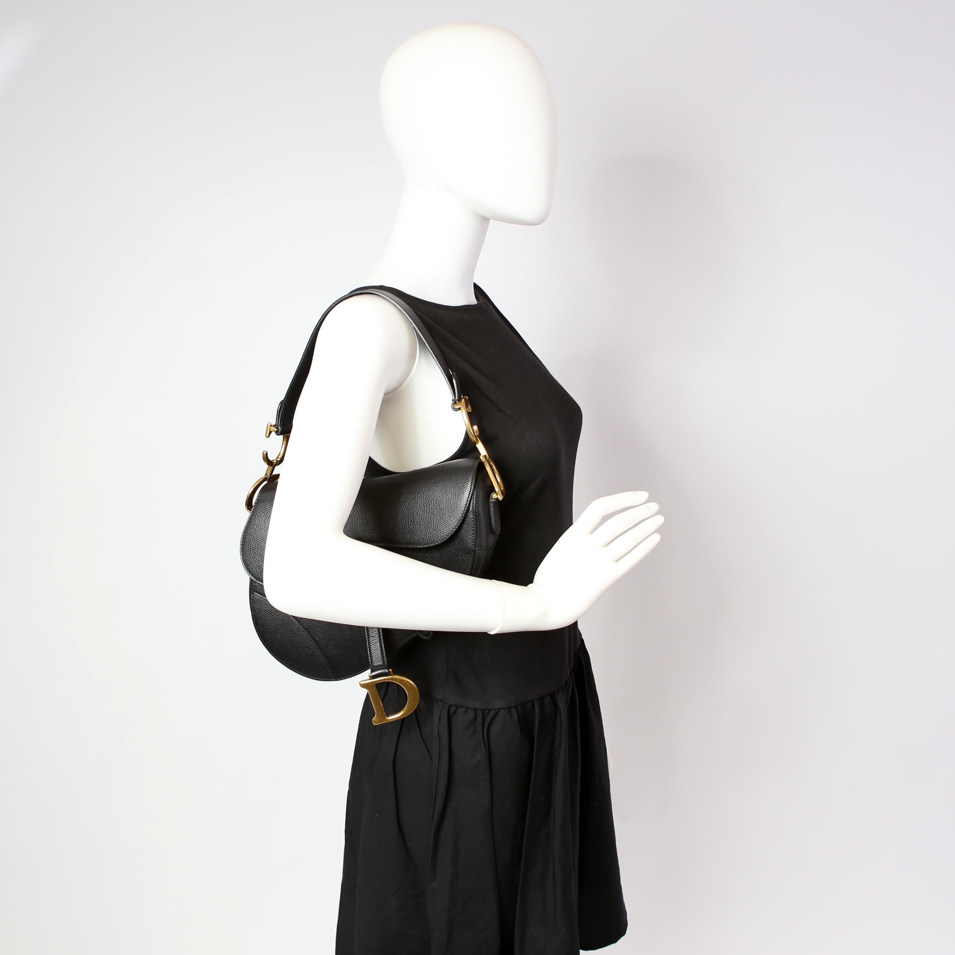 Christian Dior Saddle Bag Leather Black
