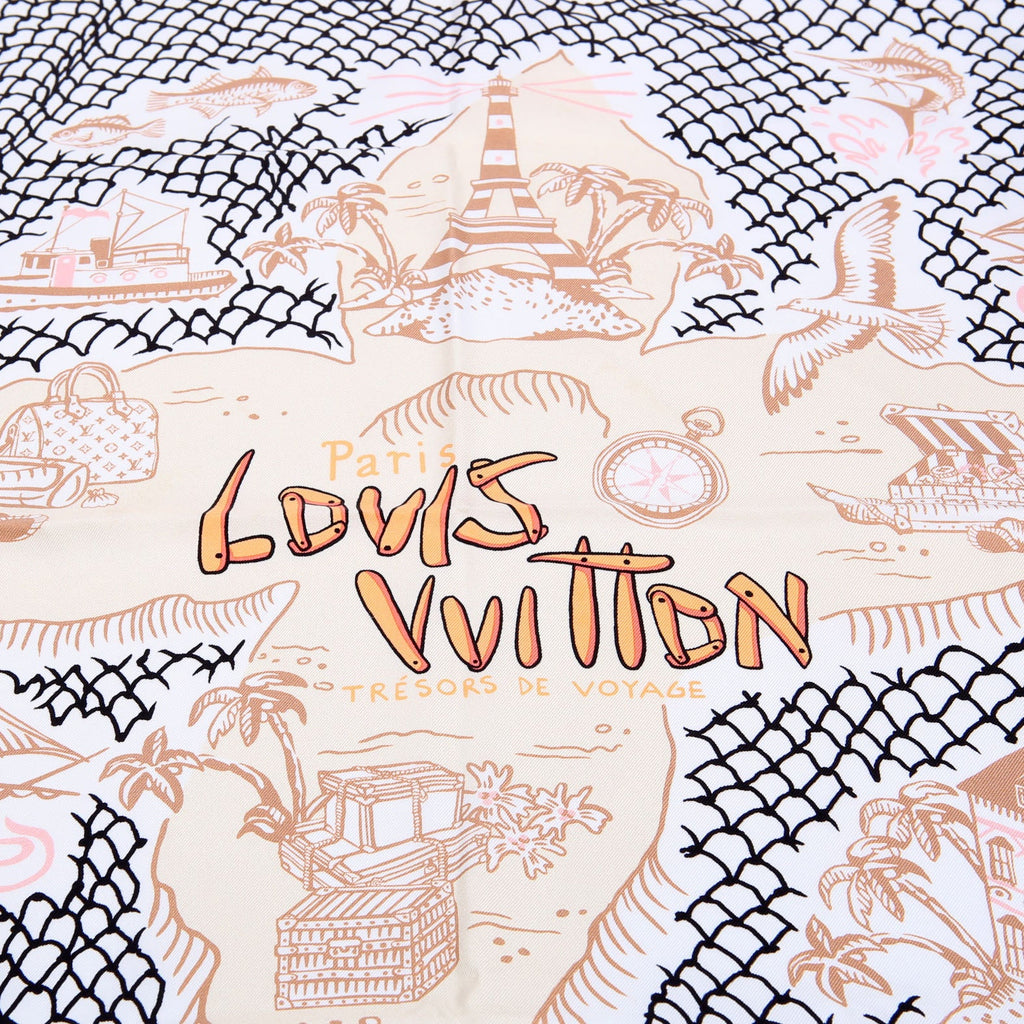 Louis Vuitton LV Ocean Treasure Map Square Silk 70 Scarf Pink/Multicolor