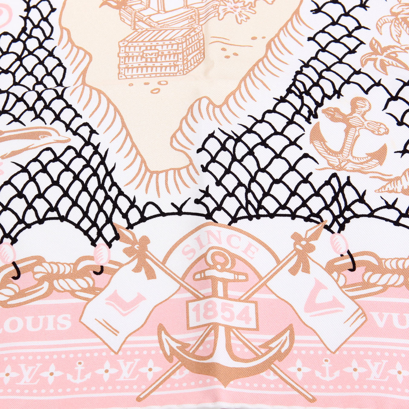 Louis Vuitton LV Ocean Treasure Map Square Silk 70 Scarf Pink/Multicolor