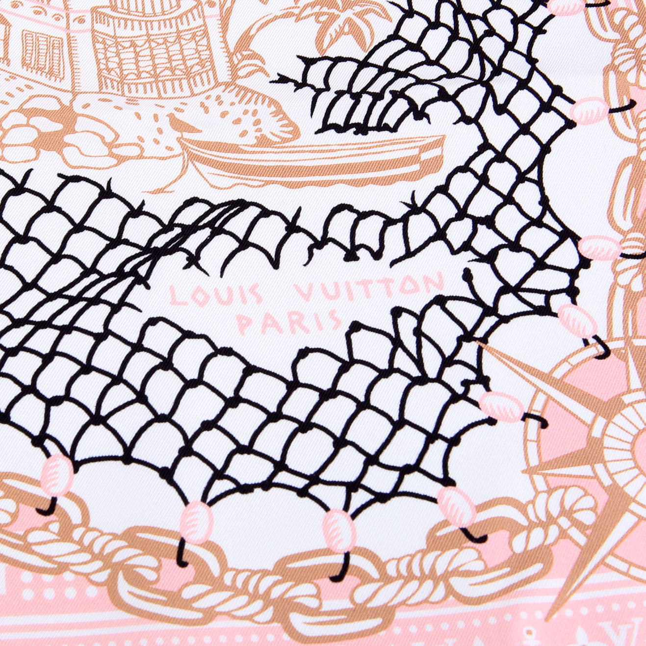 Louis Vuitton LV Ocean Treasure Map Square Silk 70 Scarf Pink/Multicolor