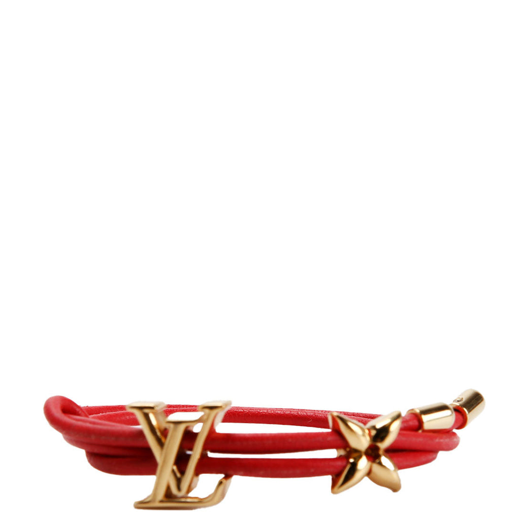 Louis Vuitton LV Bloom Leather Bracelet Red/Gold