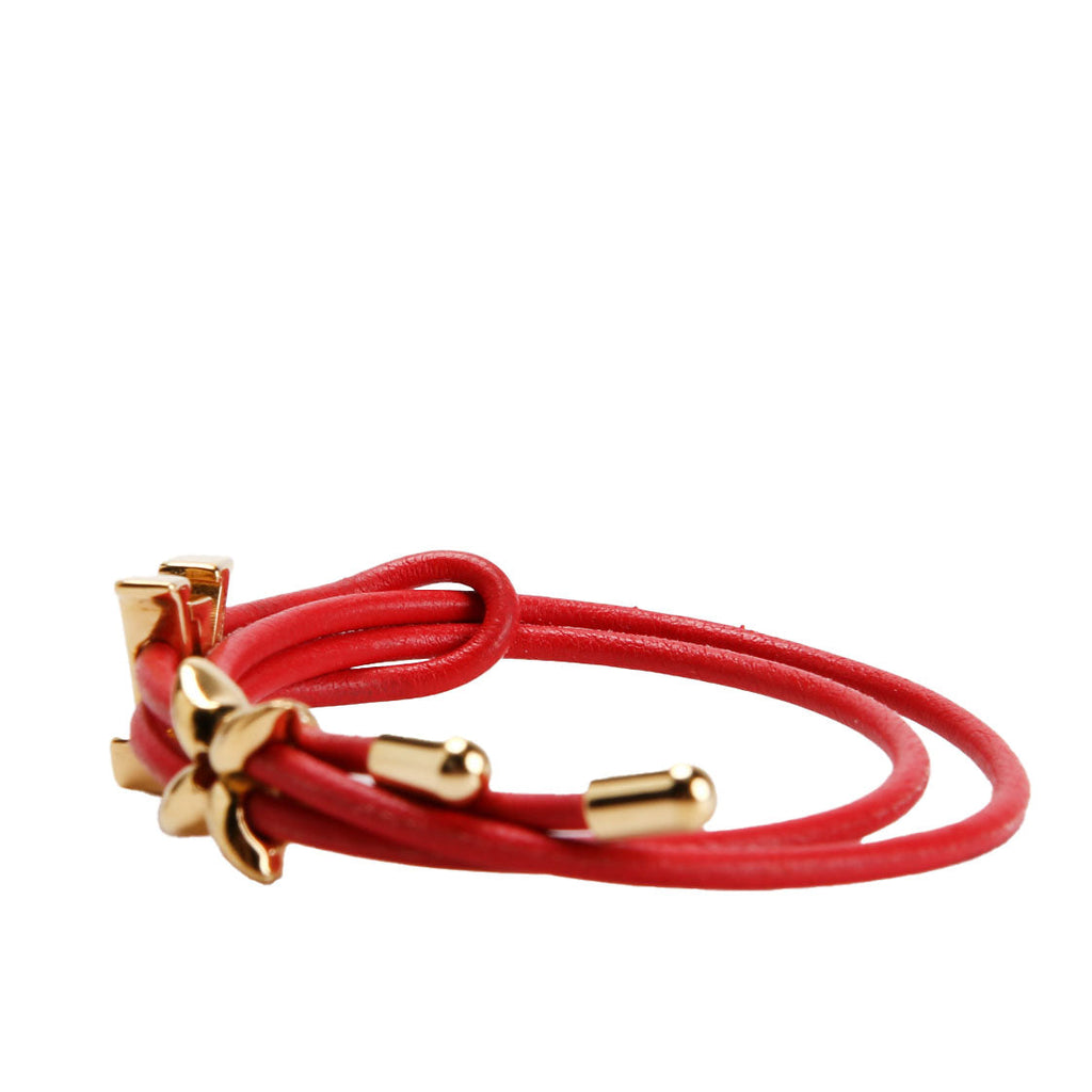 Louis Vuitton LV Bloom Leather Bracelet Red/Gold