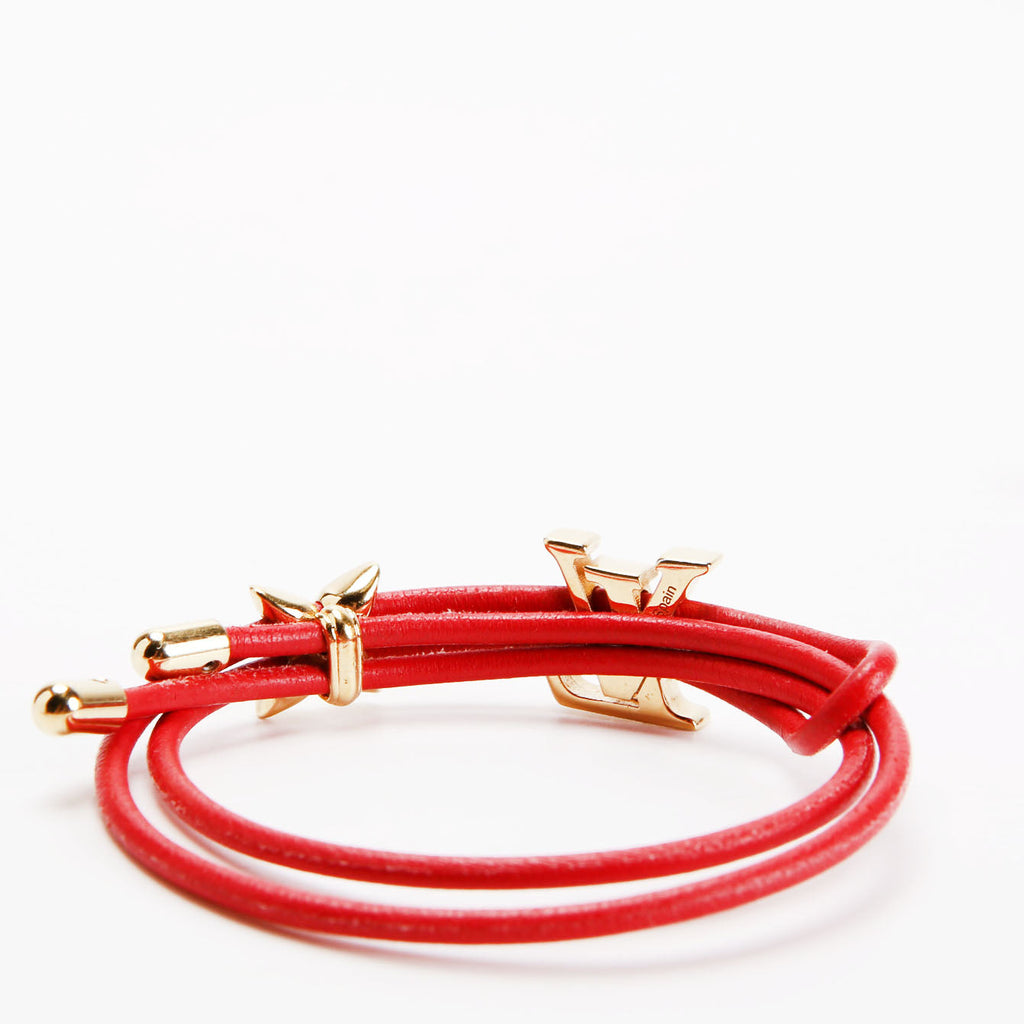 Louis Vuitton LV Bloom Leather Bracelet Red/Gold