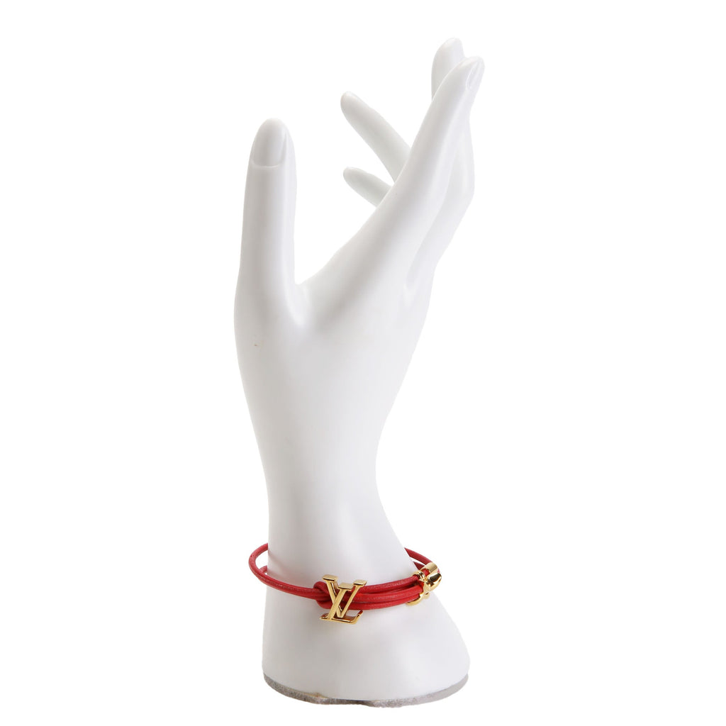 Louis Vuitton LV Bloom Leather Bracelet Red/Gold