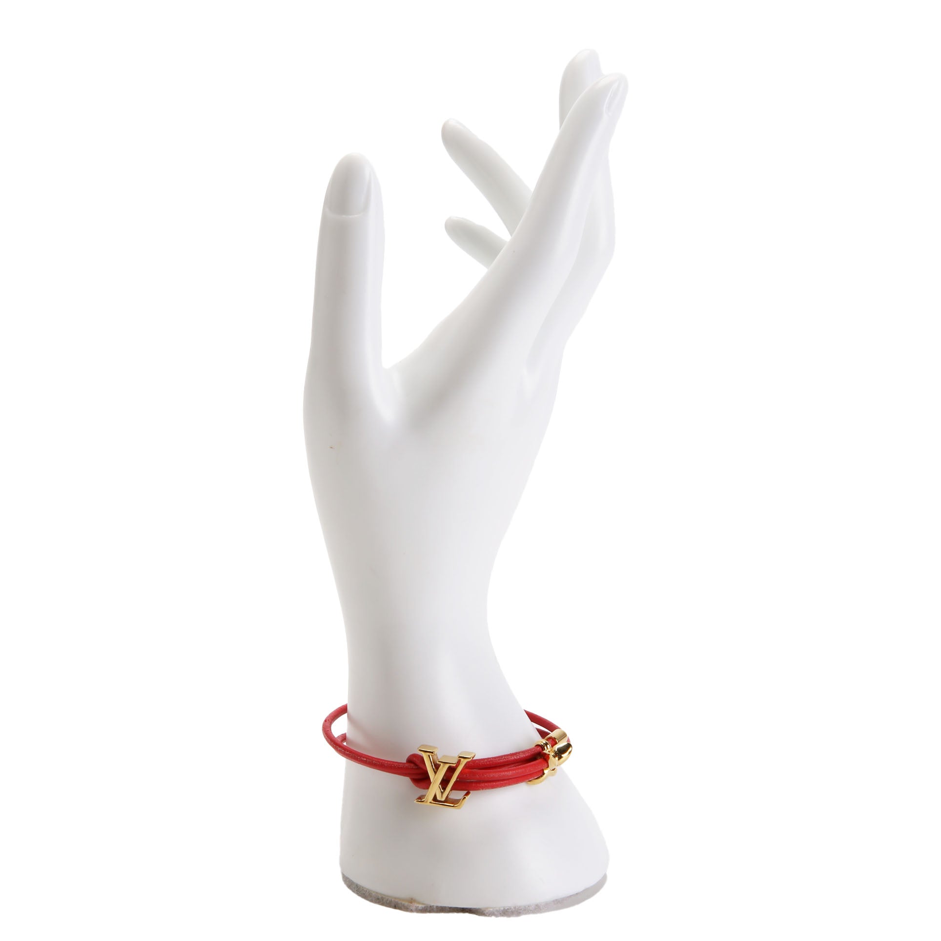 Louis Vuitton LV Bloom Leather Bracelet Red/Gold