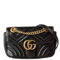 Gucci 446744 Marmont Leather Shoulder Mini Flap Black