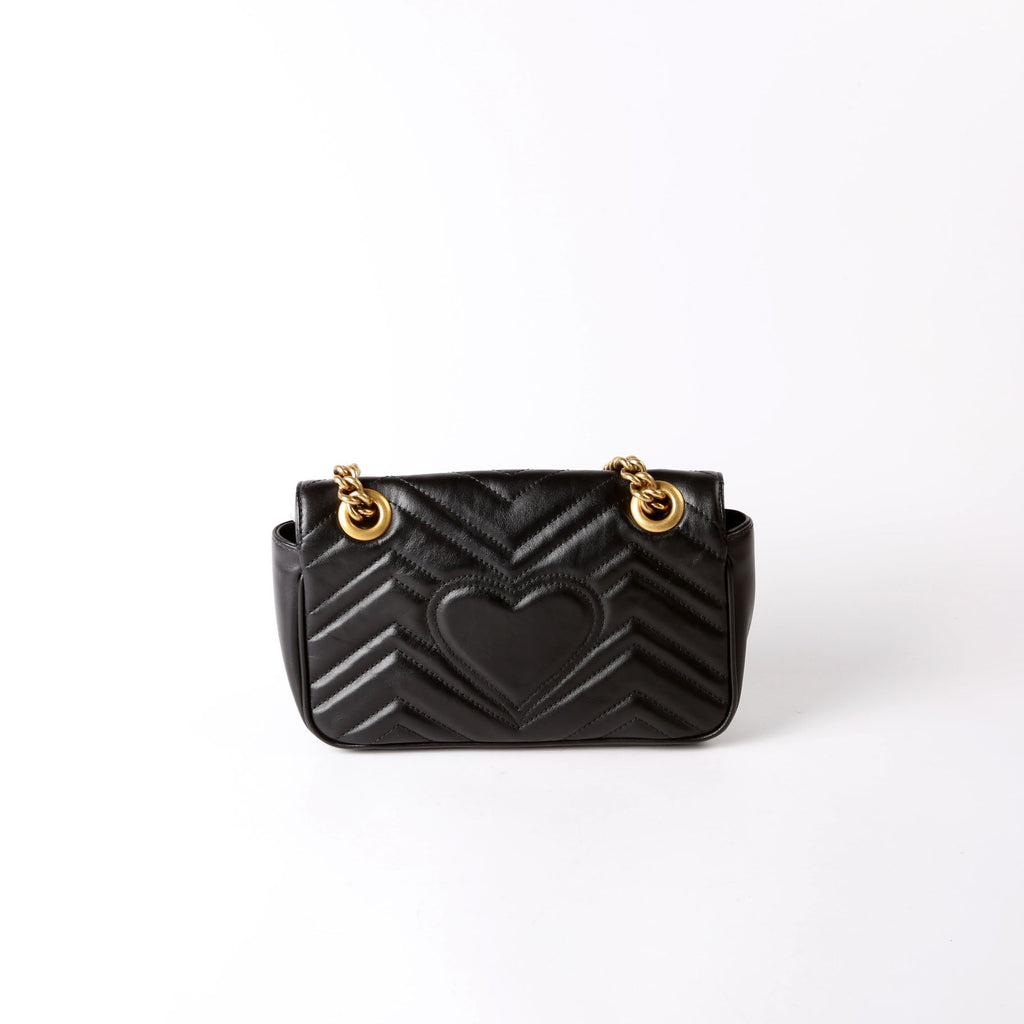Gucci 446744 Marmont Leather Shoulder Mini Flap Black