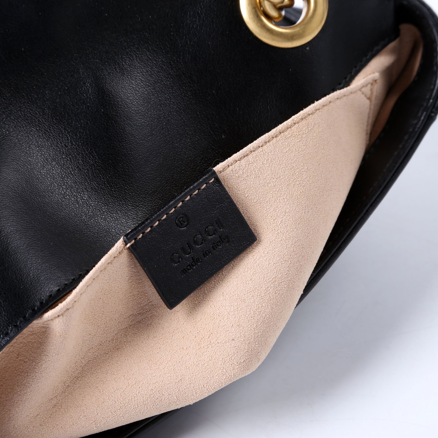 Gucci 446744 Marmont Leather Shoulder Mini Flap Black