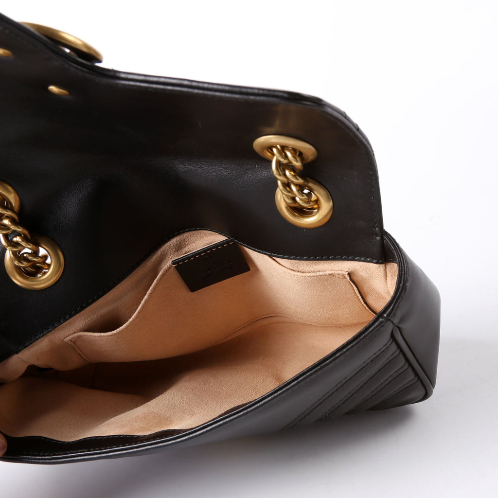 Gucci 446744 Marmont Leather Shoulder Mini Flap Black