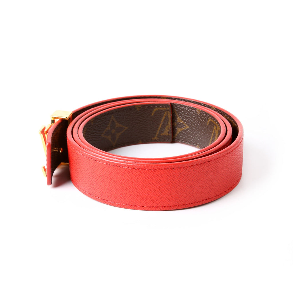 Louis Vuitton LV Initiales 30MM Reversible Letaher/Monogram Belt Size 90/36 Red