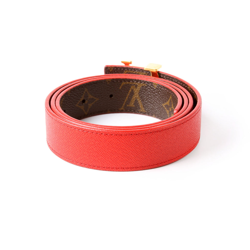 Louis Vuitton LV Initiales 30MM Reversible Letaher/Monogram Belt Size 90/36 Red