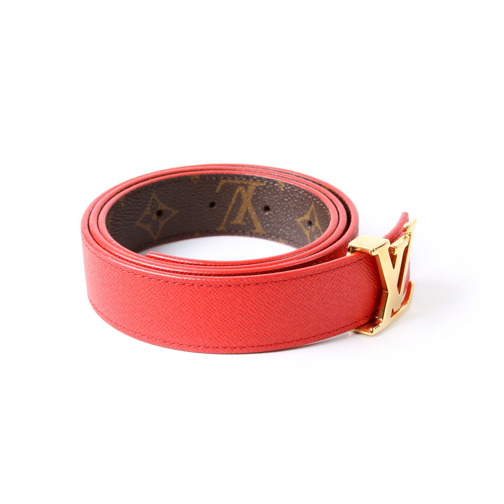 Louis Vuitton LV Initiales 30MM Reversible Letaher/Monogram Belt Size 90/36 Red