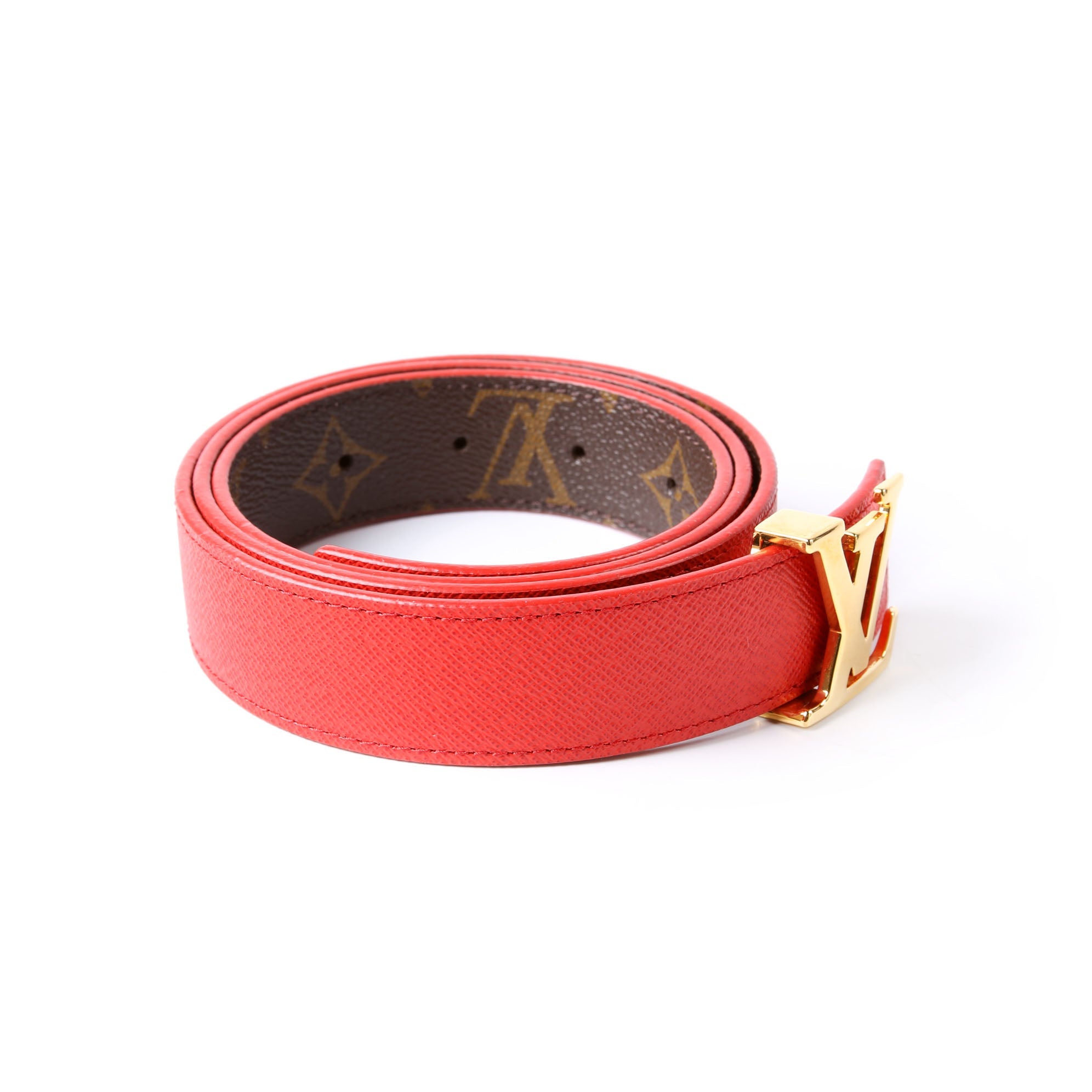 Louis Vuitton LV Initiales 30MM Reversible Letaher/Monogram Belt Size 90/36 Red